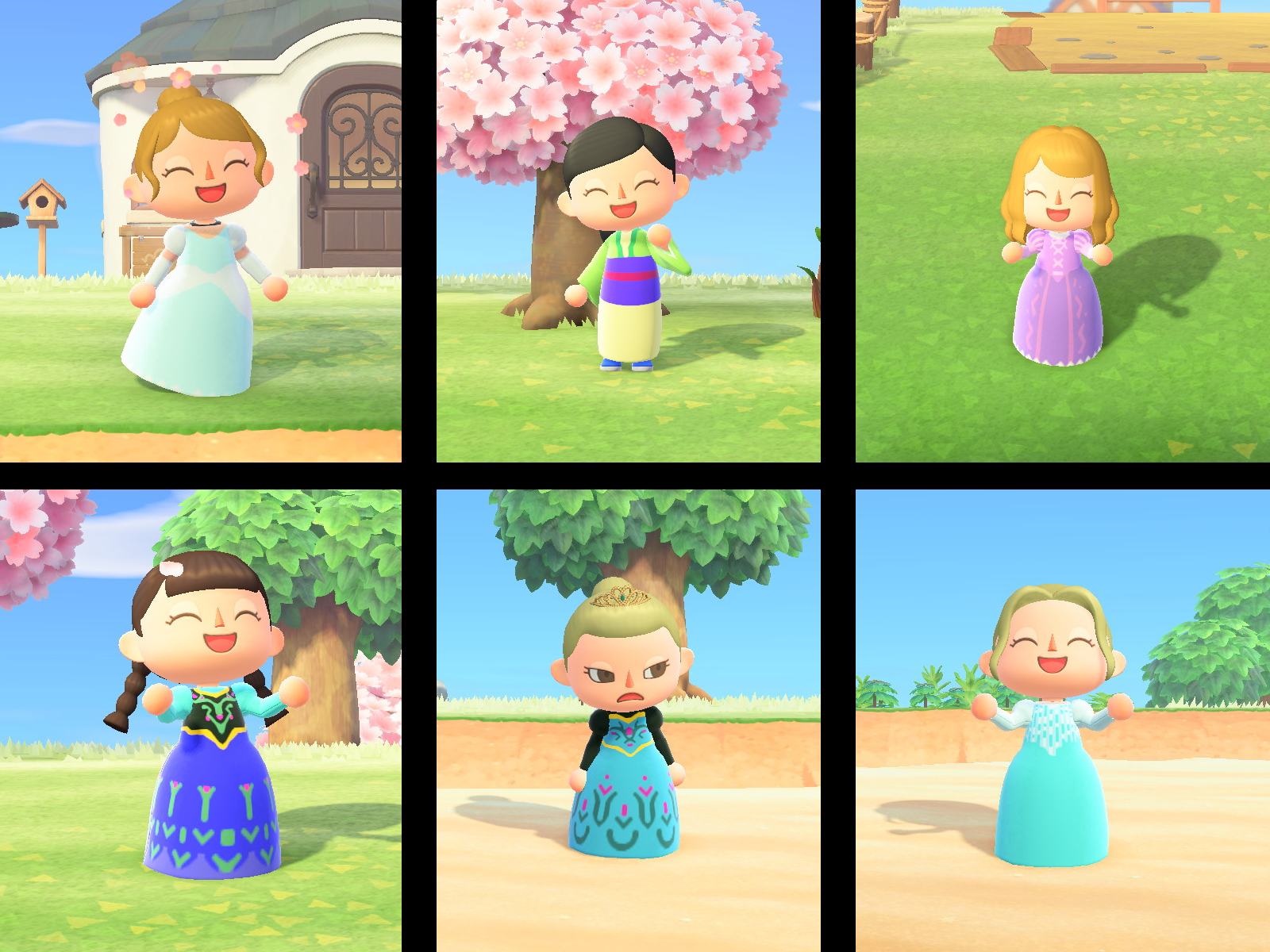 I've been trying to make Disney princess costumes in Animal Crossing