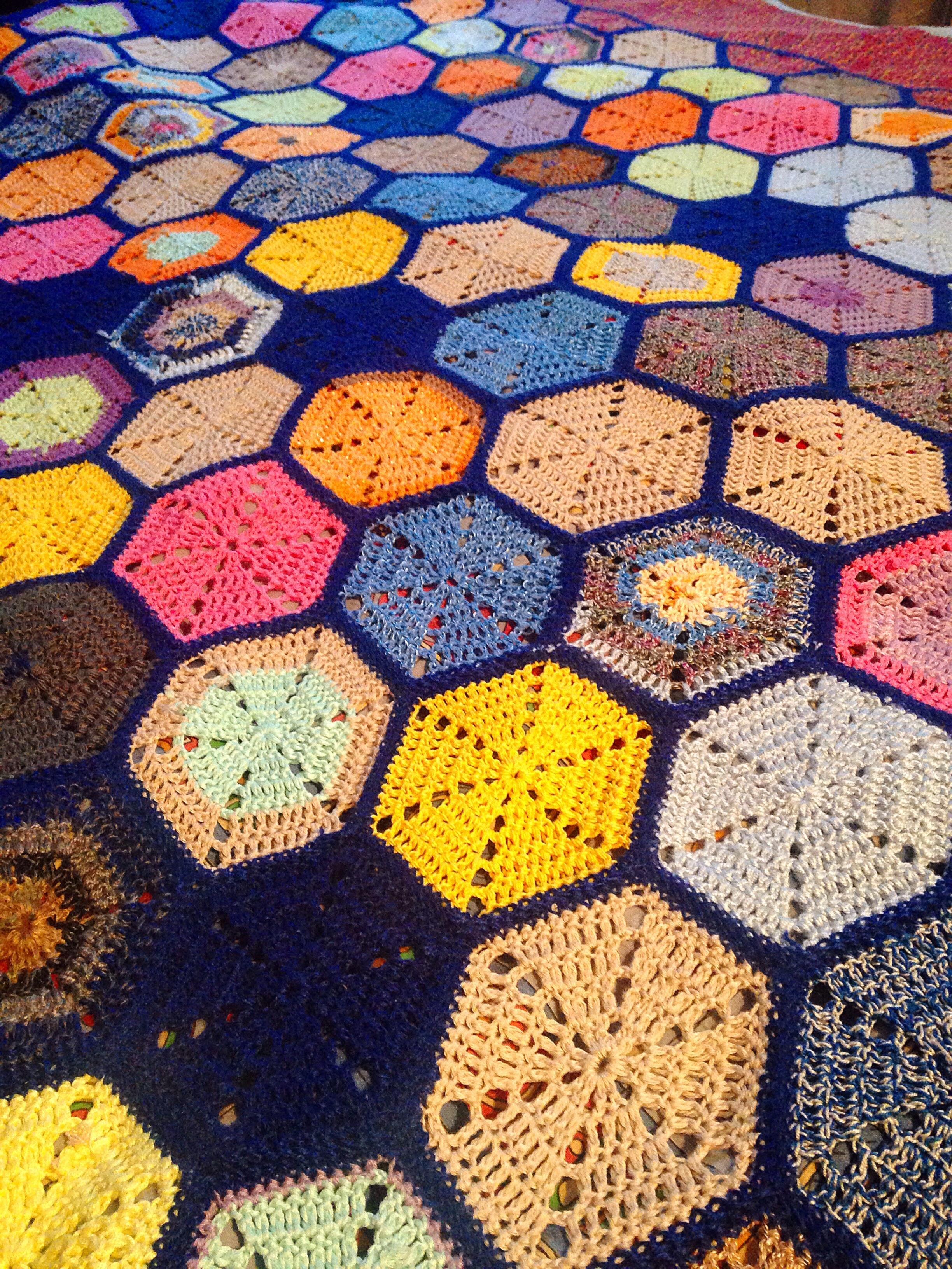 My mother made a scrap yarn blanket r/crochet