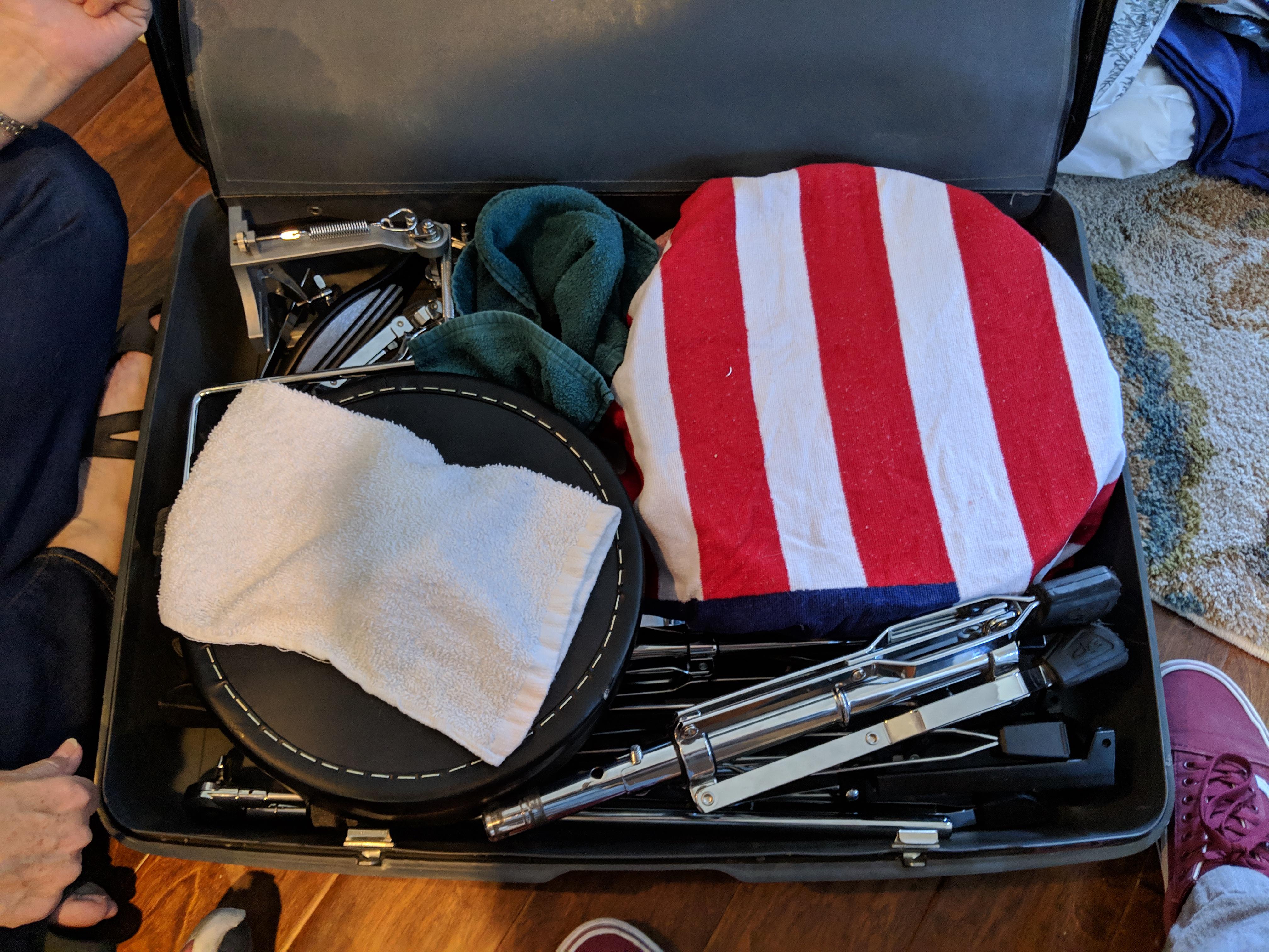 My fully packed suitcase drum kit (original post in comments) r/drums