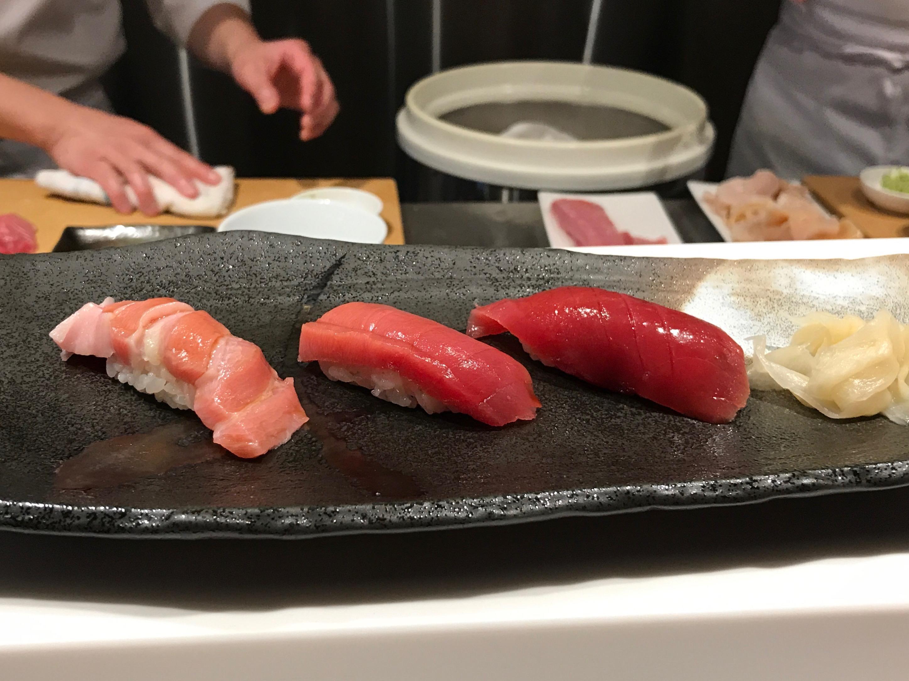 [I ate] 3 different types of tuna nigiri r/food