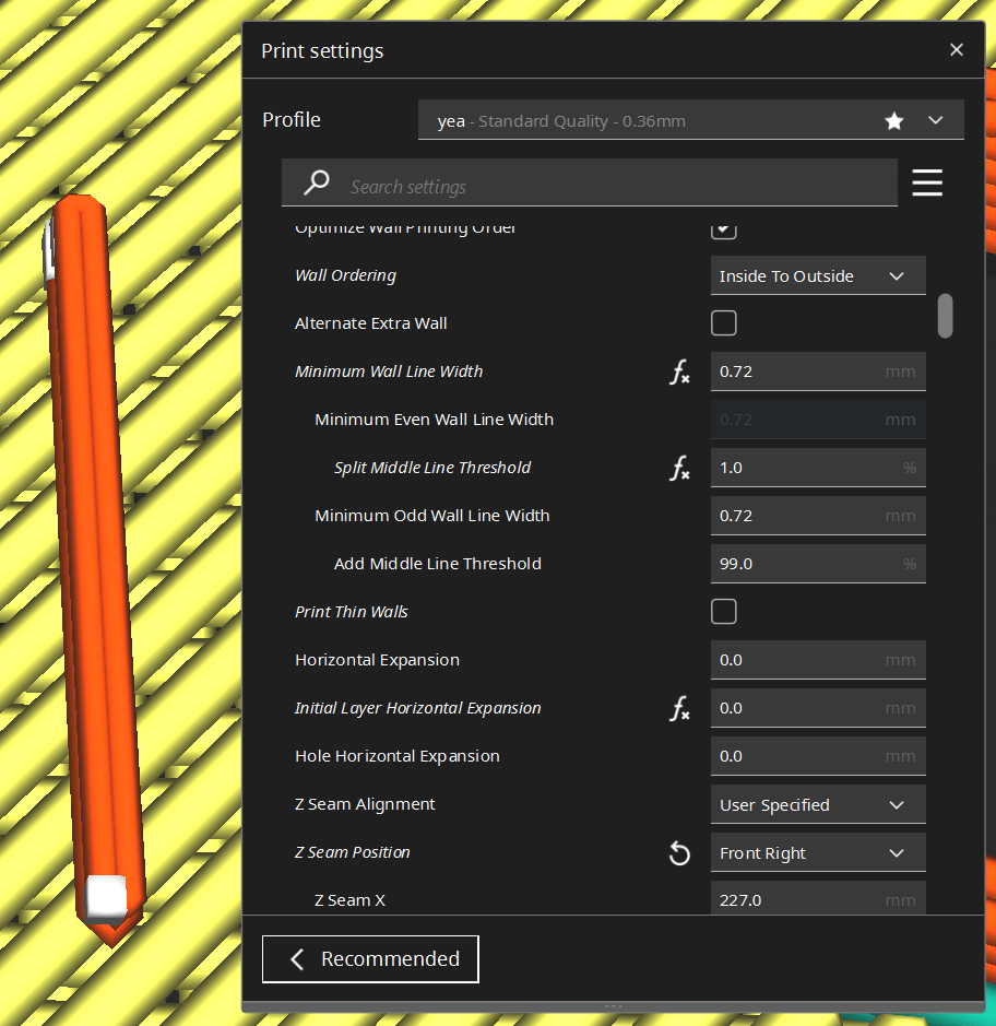 'Minimum wall line width' not working Cura