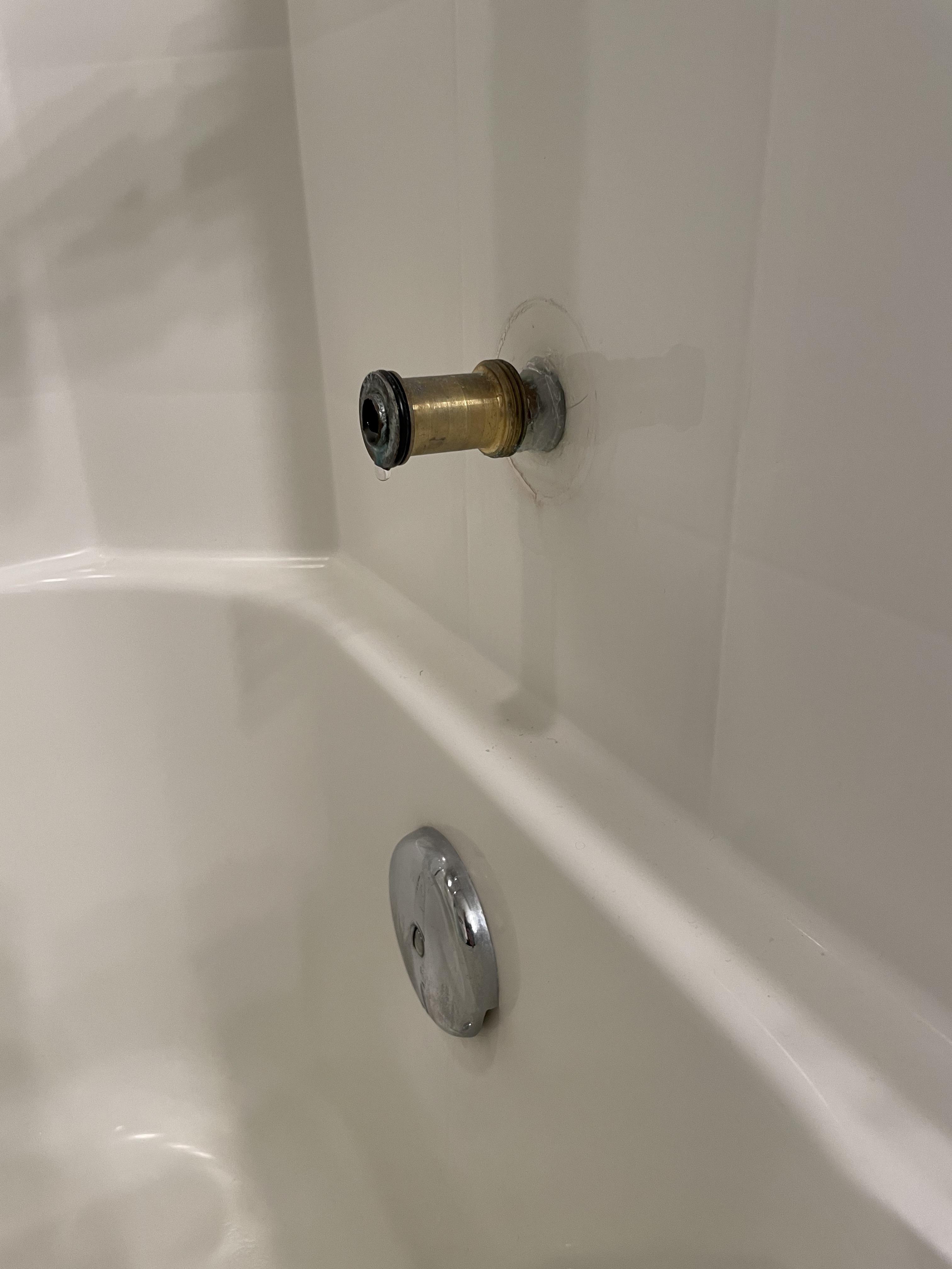 Dripping pipe in bathroom shower. Continuous. This is upstairs. Took