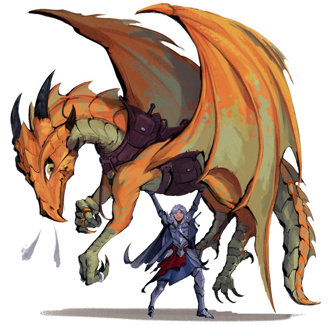 [Art] A bronze dragon and his noblewoman companion r/DnD