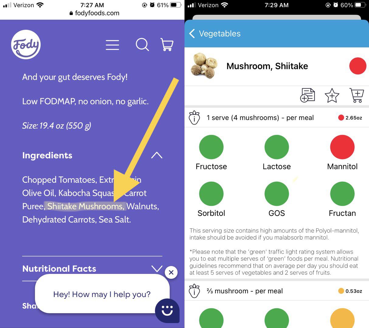 How does the Fody brand bolognese sauce have shiitake mushrooms in it