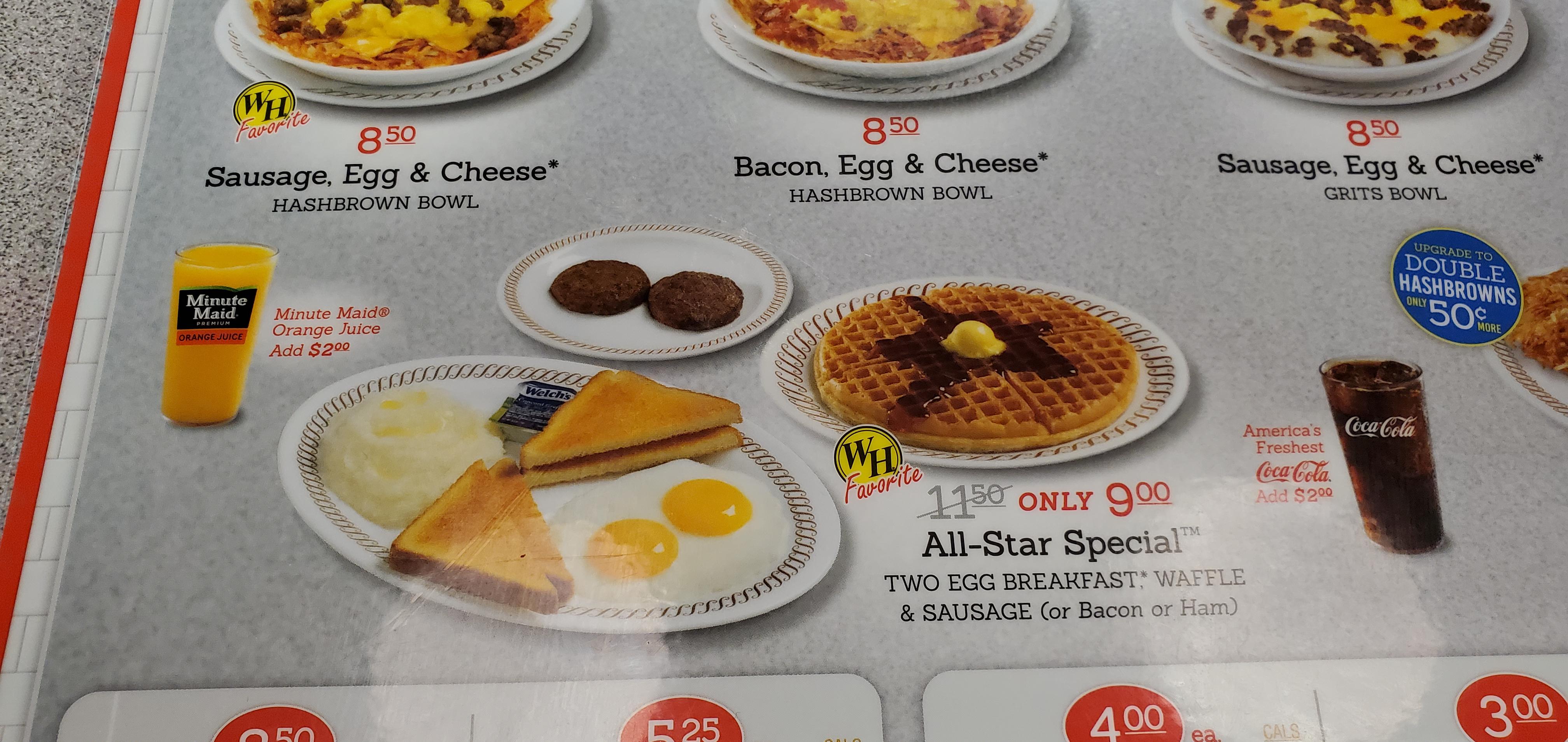 No inflation, my.... Waffle House has had to print new menus because