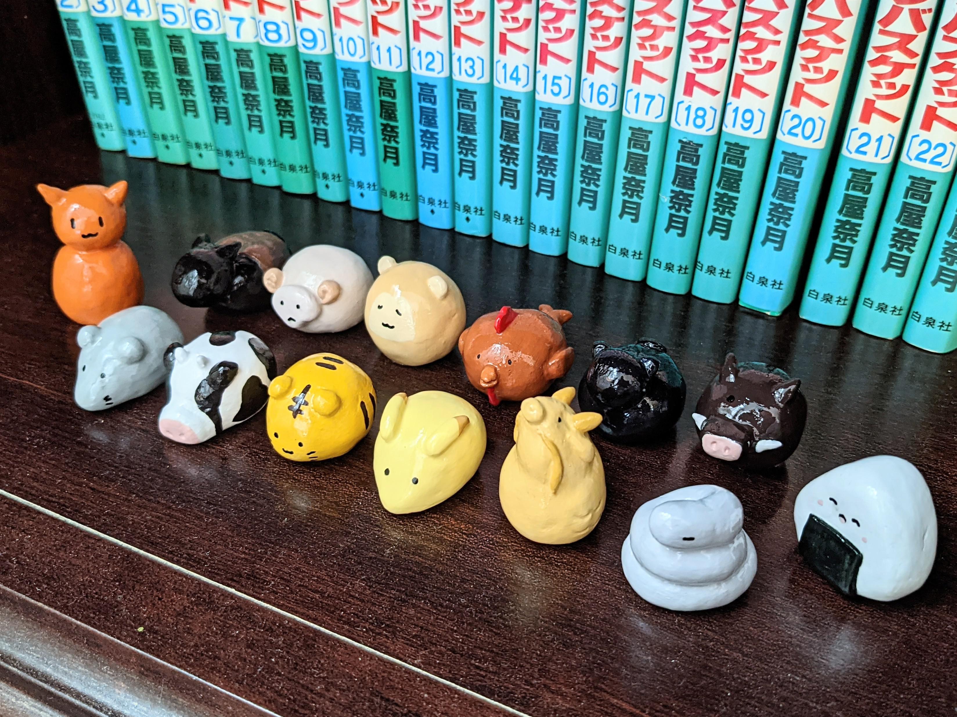I made the clay zodiac figurines (+ cat and onigiri), but tweaked them