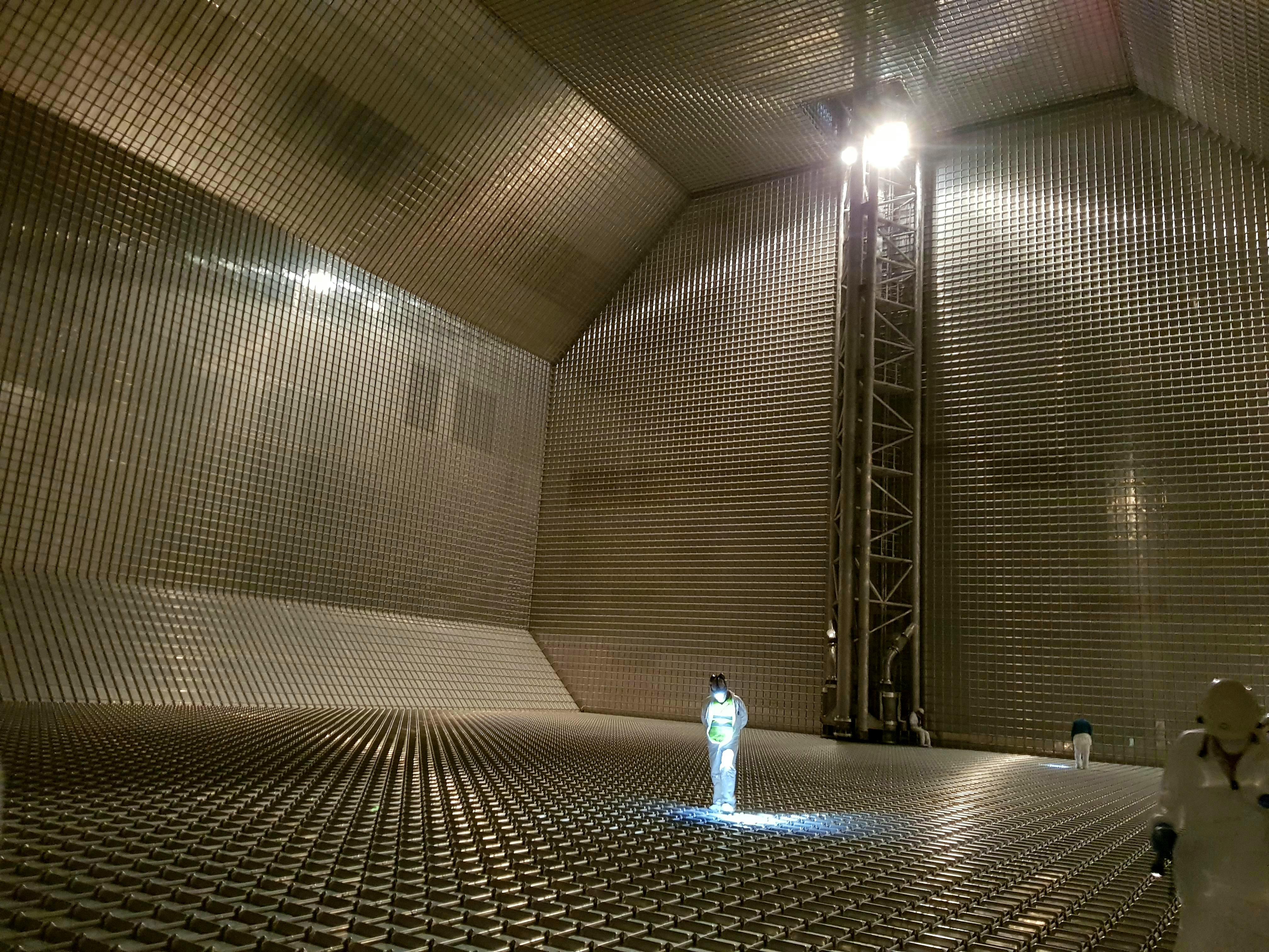 The inside of an LNG (Liquid Natural Gas) cargo hold on a tanker ship