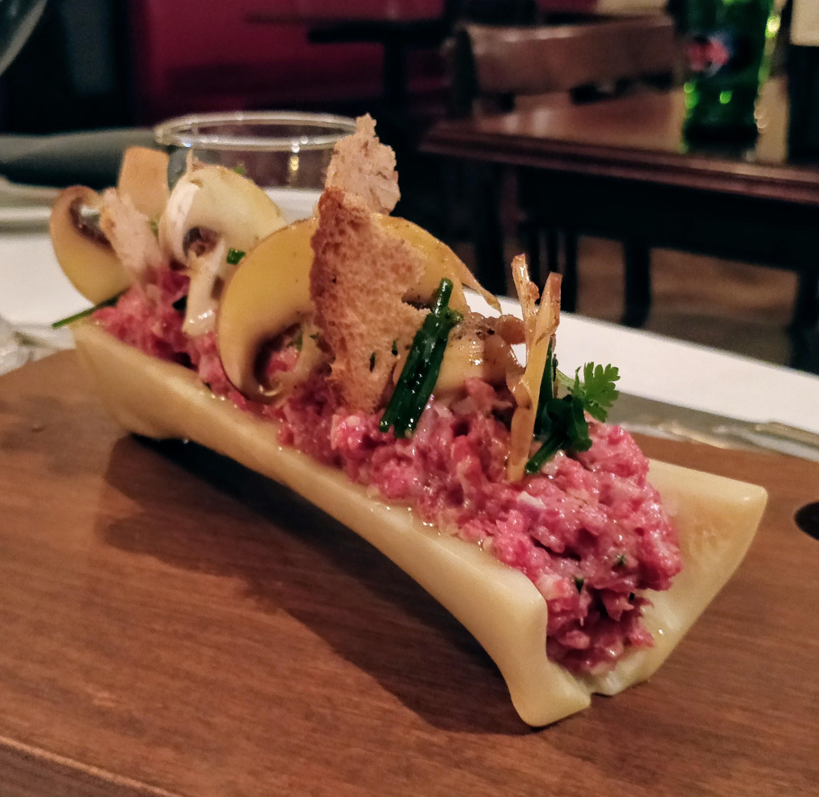 [I ate] veal tartar with the bone marrow r/food