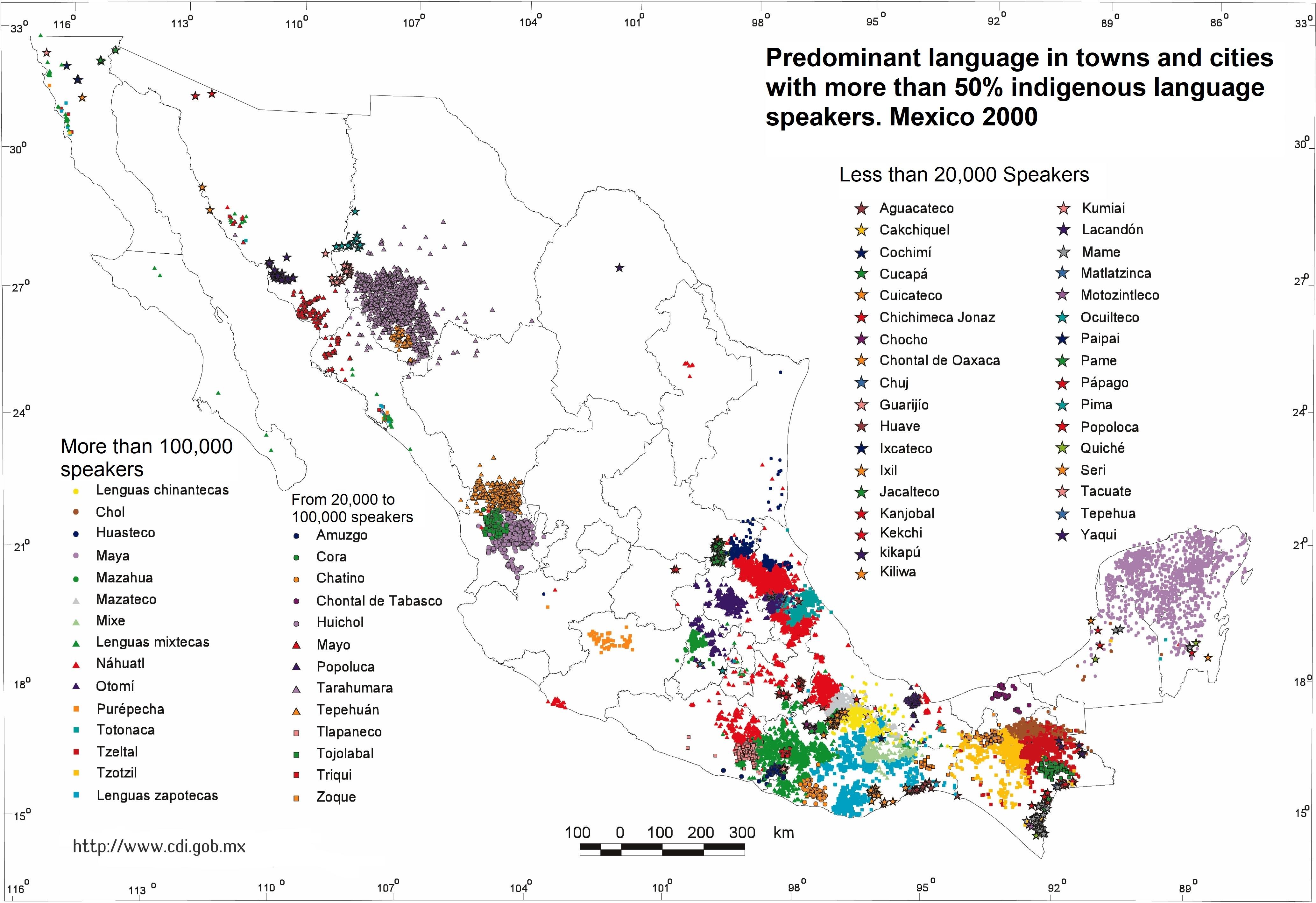 Indigenous Linguistic Map of Mexico [4134 x 2837] MapPorn