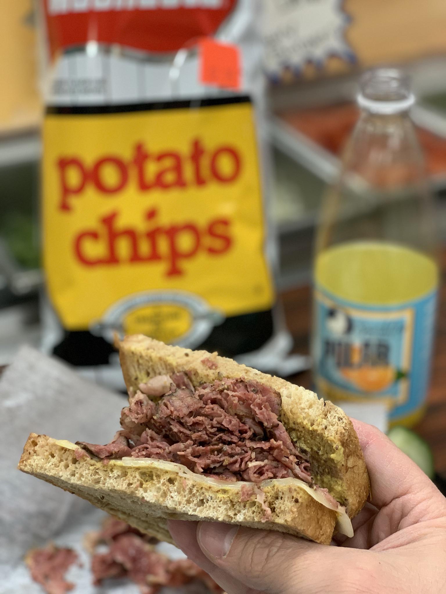 [I ate] hot pastrami on marble rye with Swiss cheese and spicy mustard. r/food