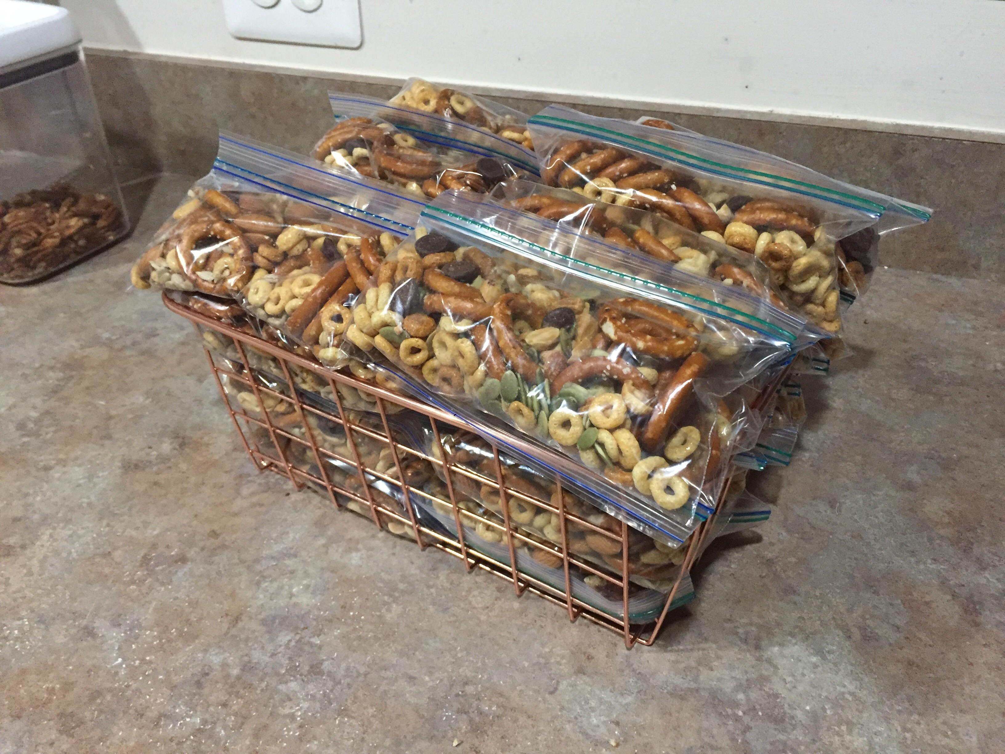 32 assorted trail mix bags for lunches the next few weeks! r