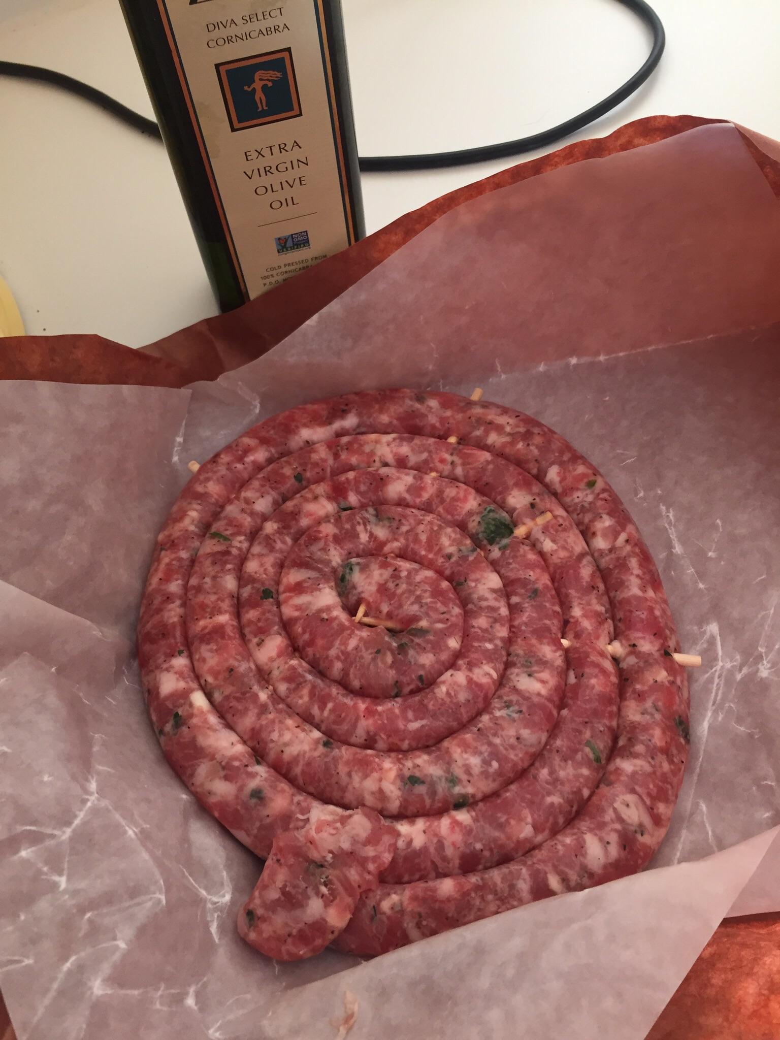Just purchased this Italian sausage pinwheel from my local butcher. I am SO looking forward to