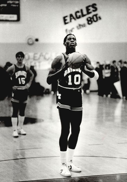 Dennis Rodman shoots a free throw during a Southeastern game on
