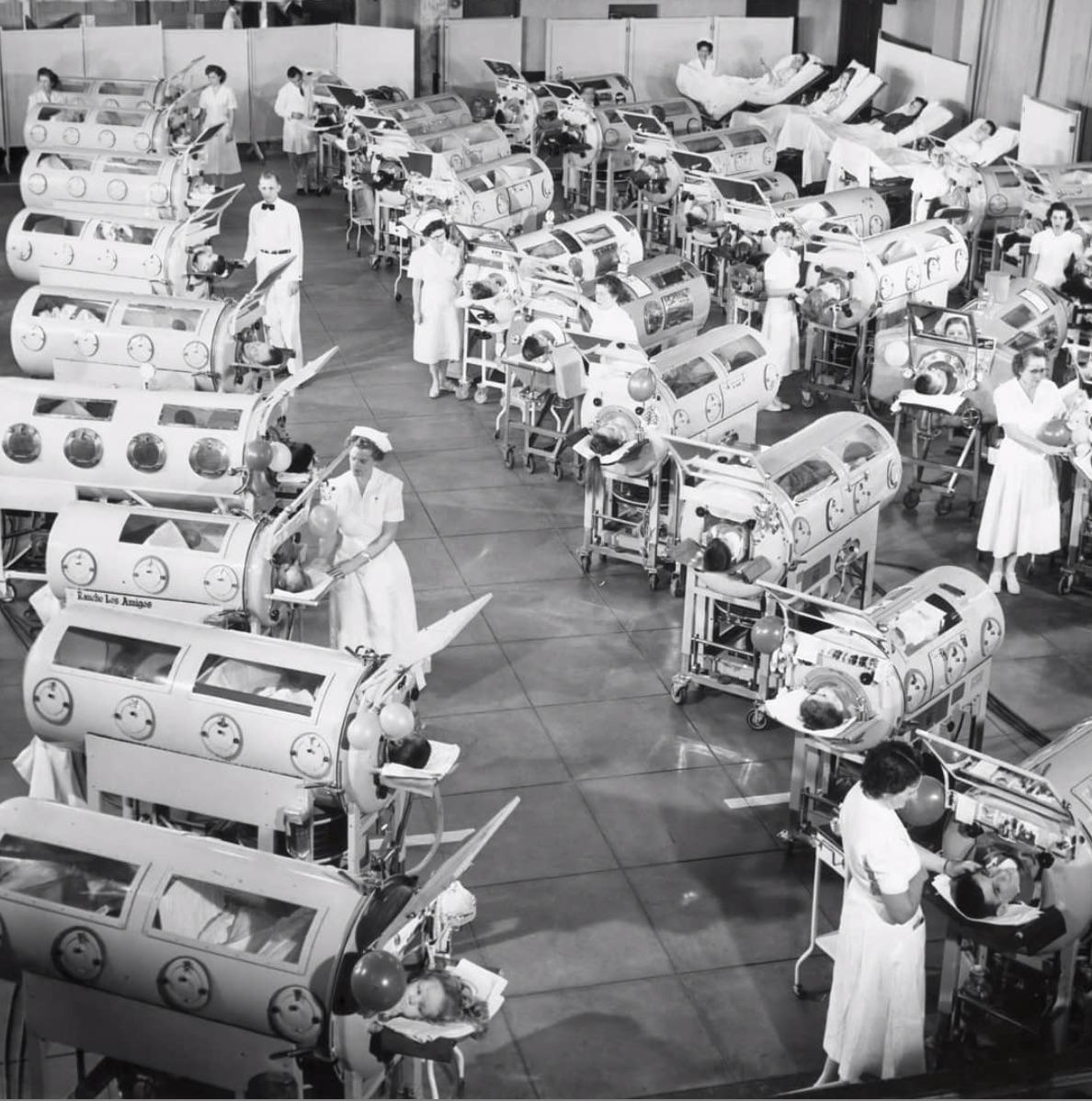 Iron Lung Ward at Rancho Los Amigos Medical Center during the polio