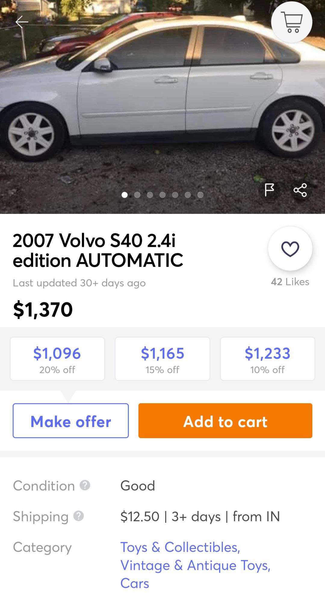 People really trying to sell cars on Mercari? Like how would that work