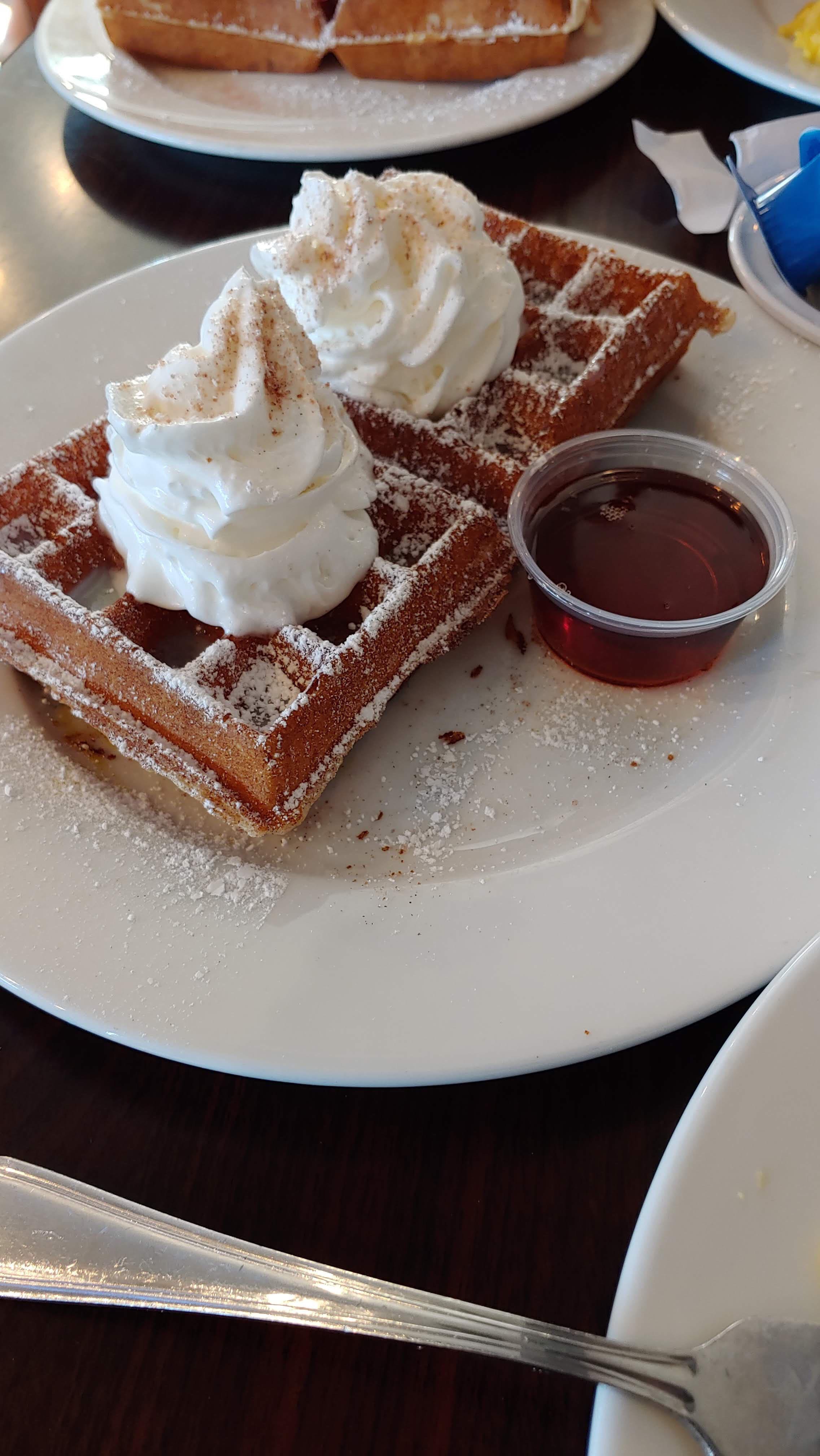 [I ate] these amazing churro waffles at &Waffles in Los Angeles. So