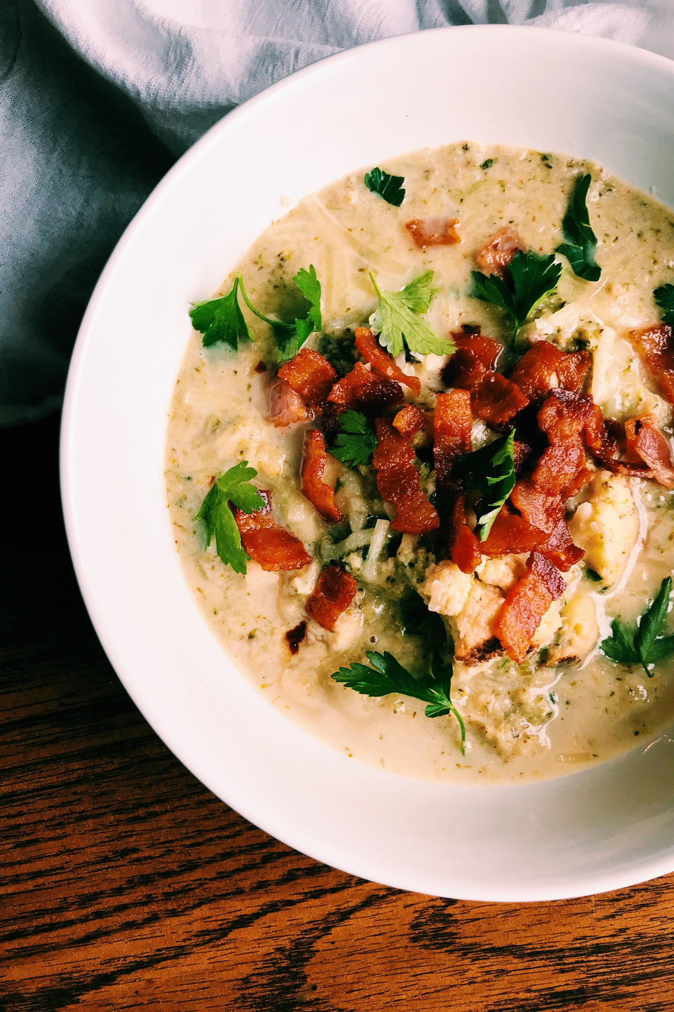Roasted Broccoli Cauliflower Soup (LowCarb & Keto) r/Keto_Food