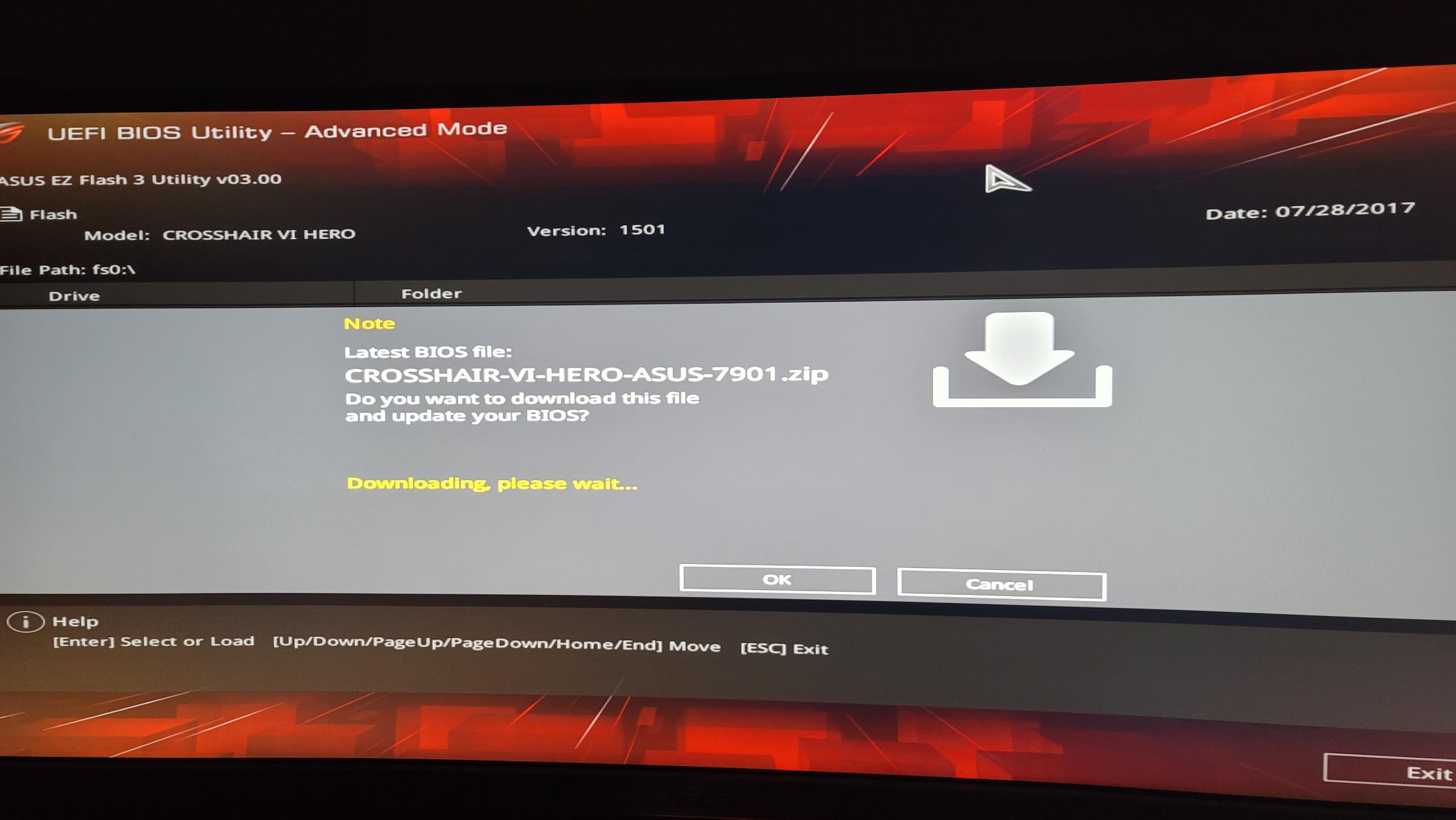EZ Flash 3 is freezing every time I try to update the BIOS. Motherboard