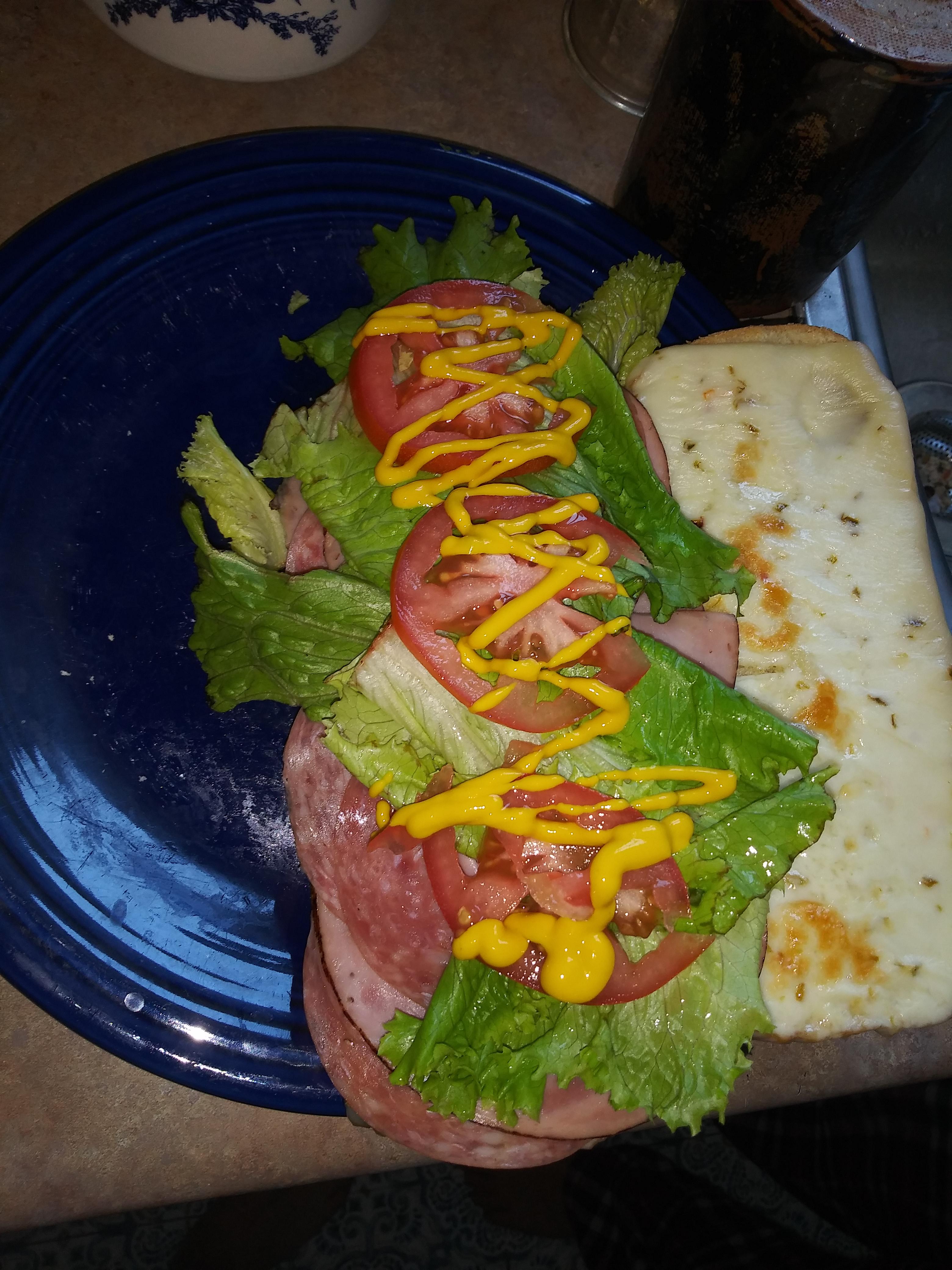 [Homemade] Salami, pepperoni, and ham sandwich with lettuce, tomatoes