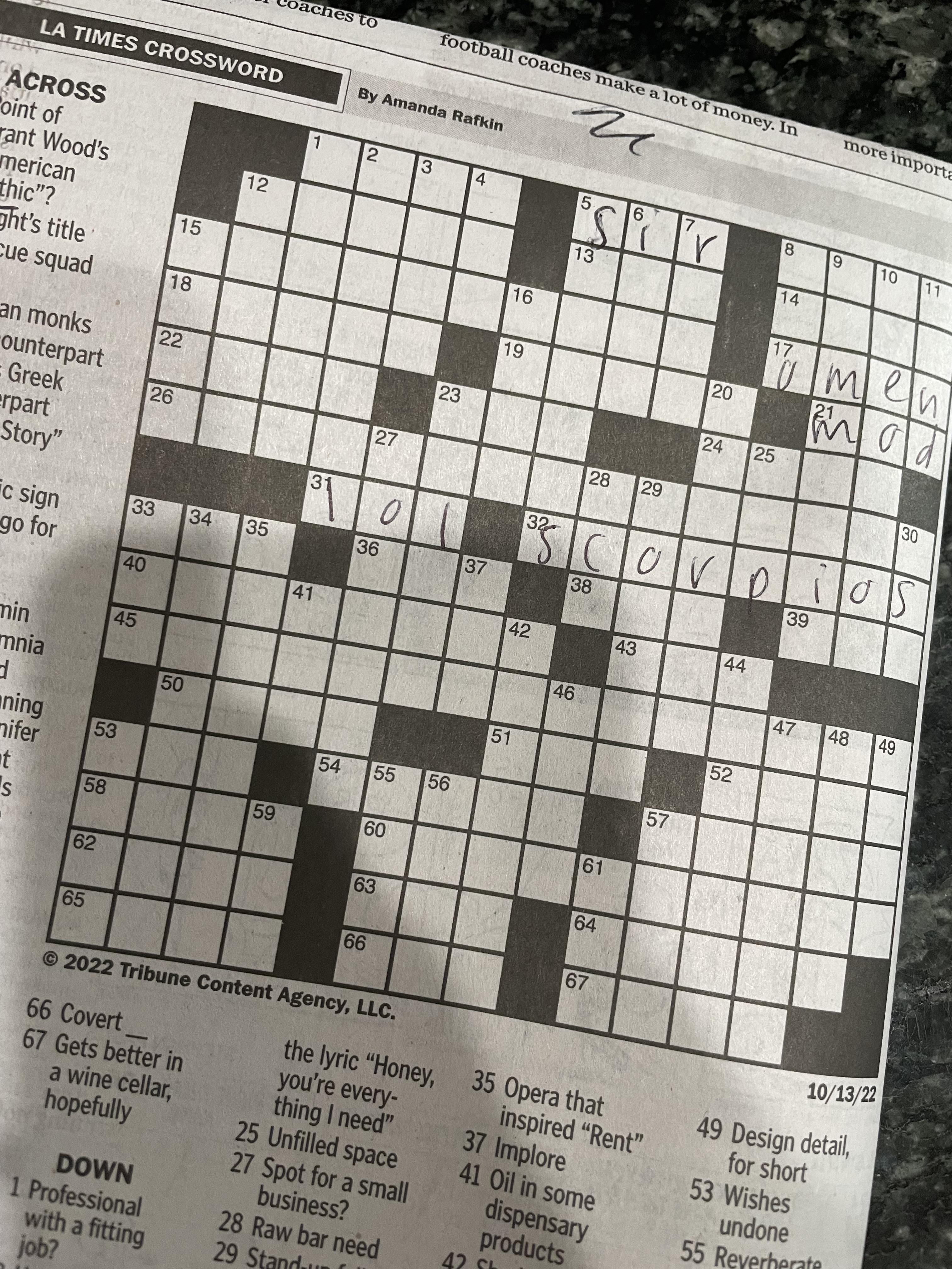 la times crossword being subtle today r/astrologymemes