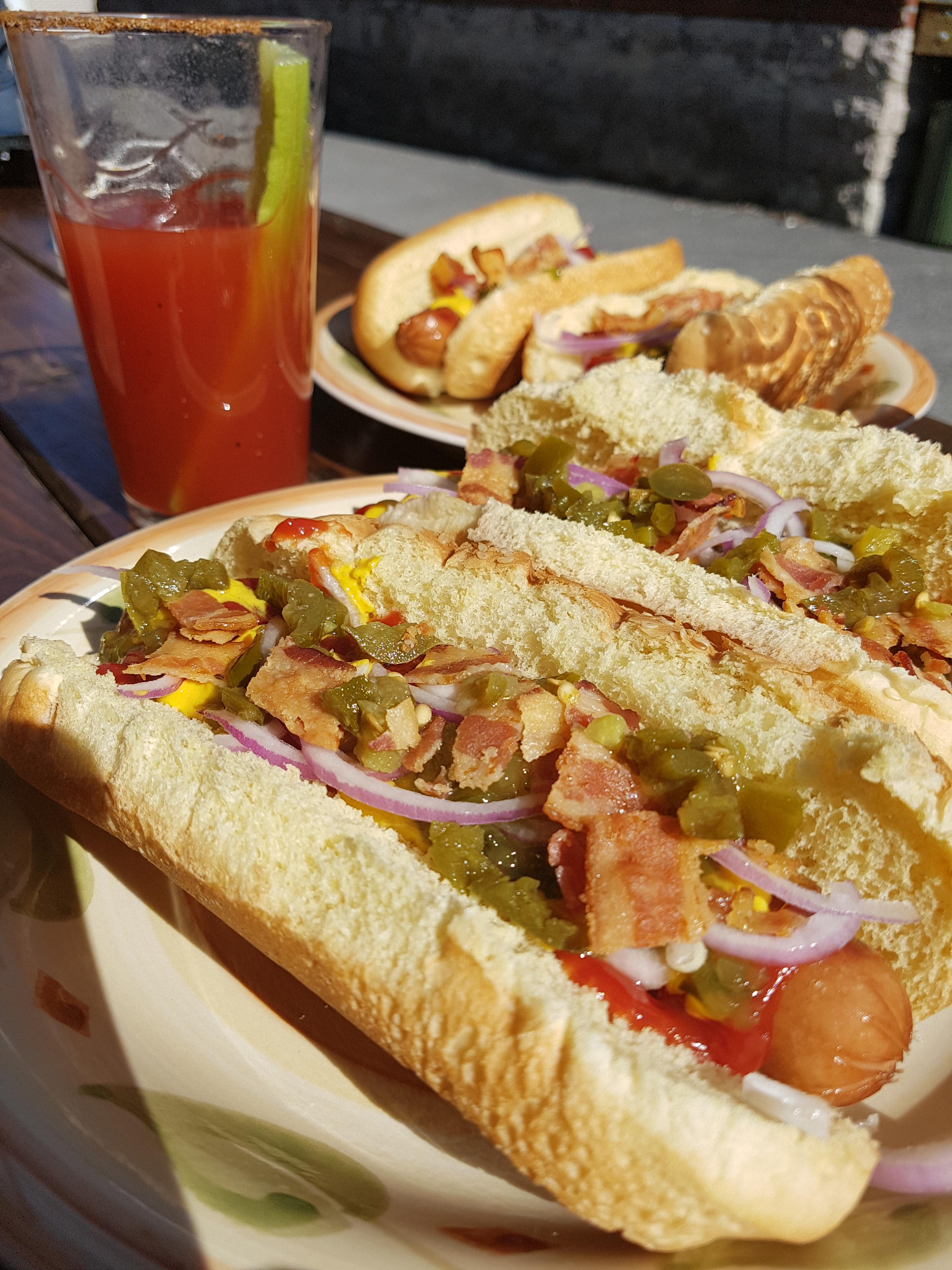 [Homemade] Fully loaded hot dogs with caesars r/food