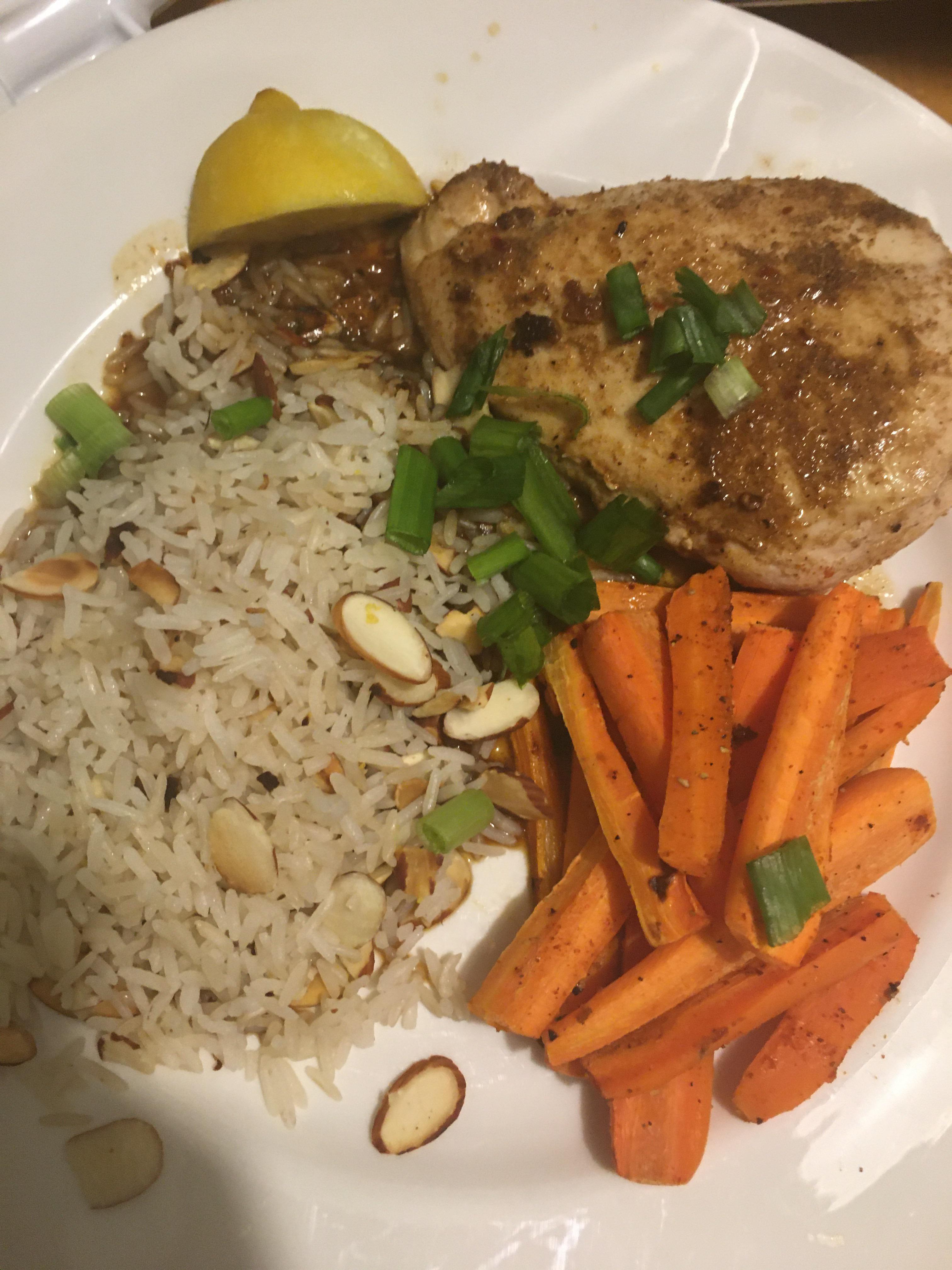 turkish spiced chicken in apricot pan sauce (didn't realized there were