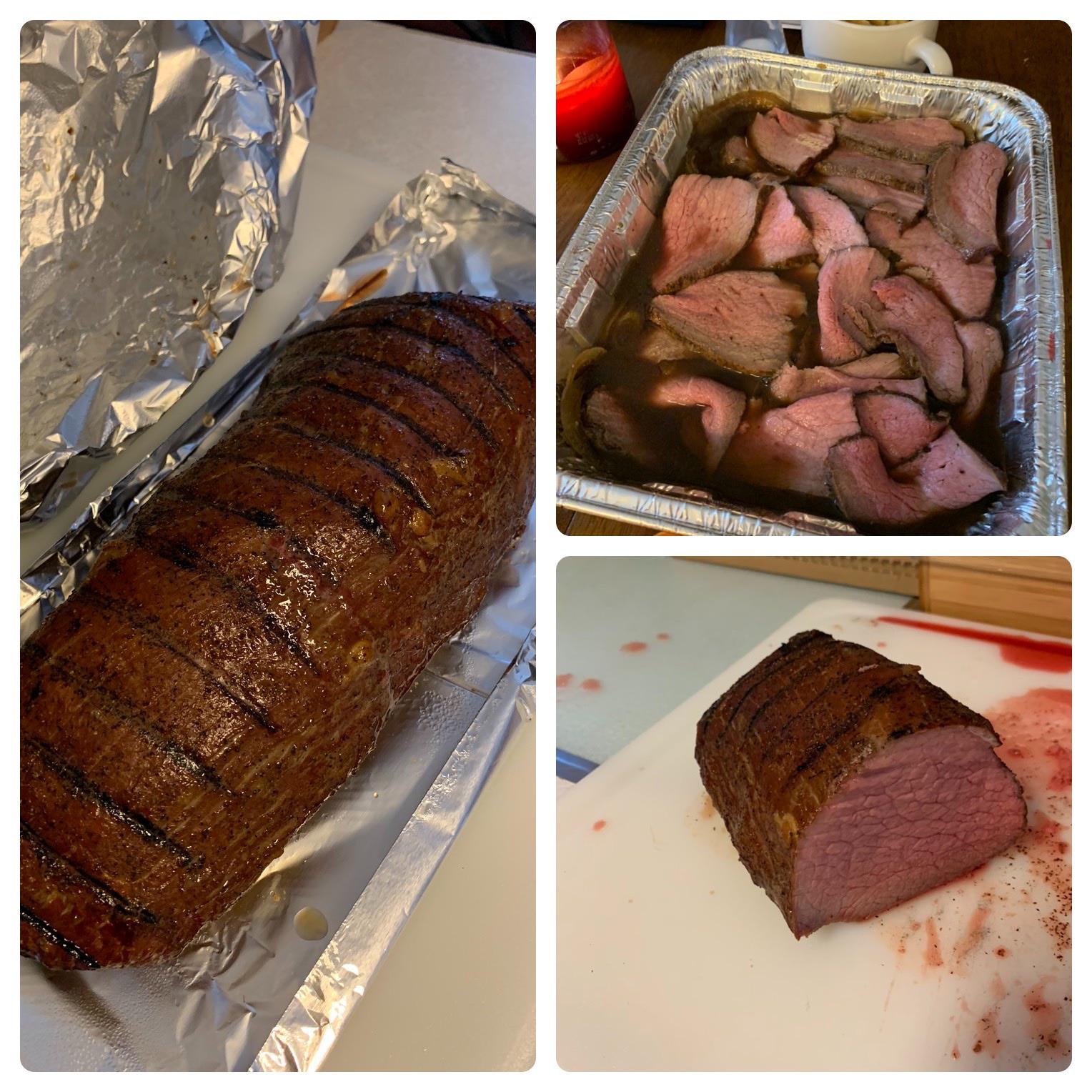 Eye of Round = French Dip Sandwiches. Shout out to Reed for the guidance. MES130 250° to