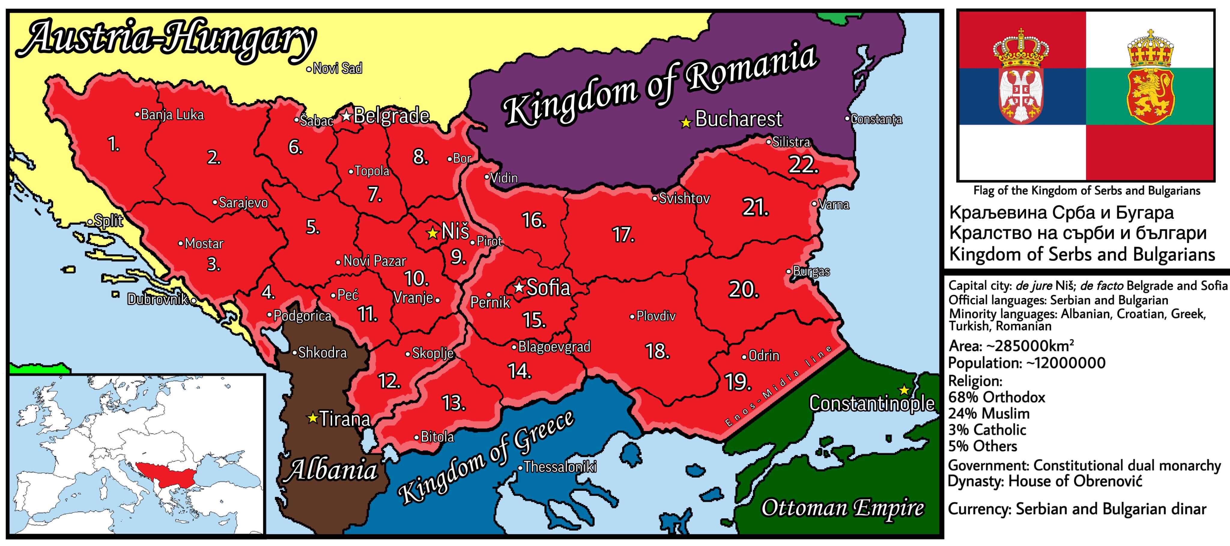 The Kingdom of Serbs and Bulgarians (1900) r/imaginarymaps