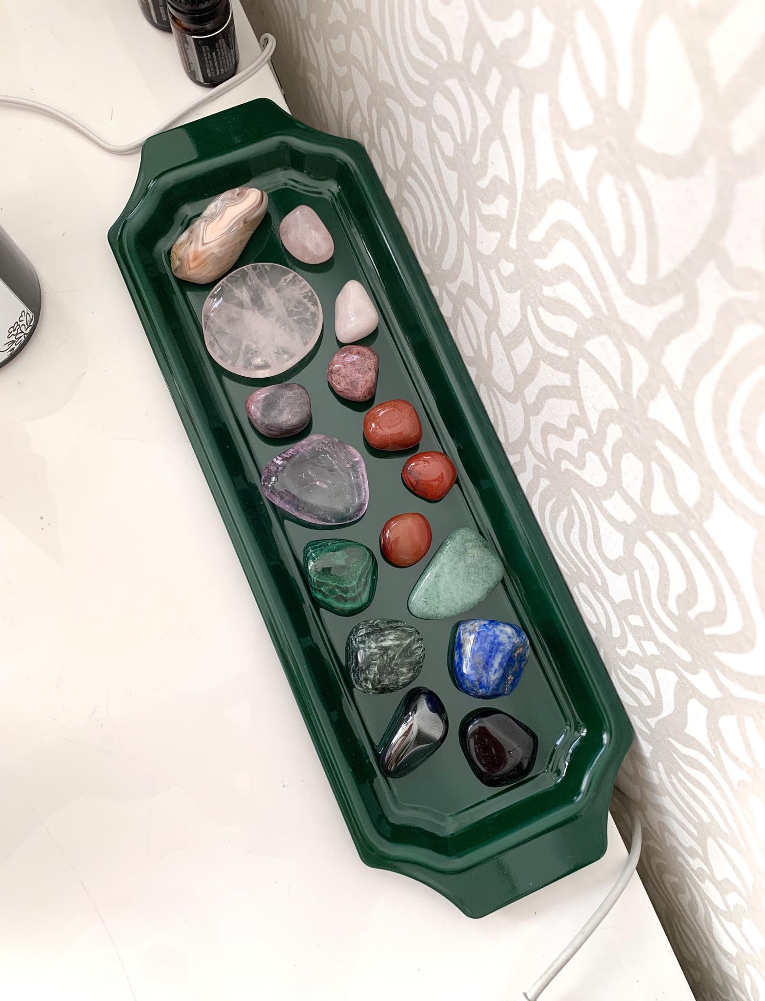 Some of my tumbled crystals on a new tray I got. r/Crystals