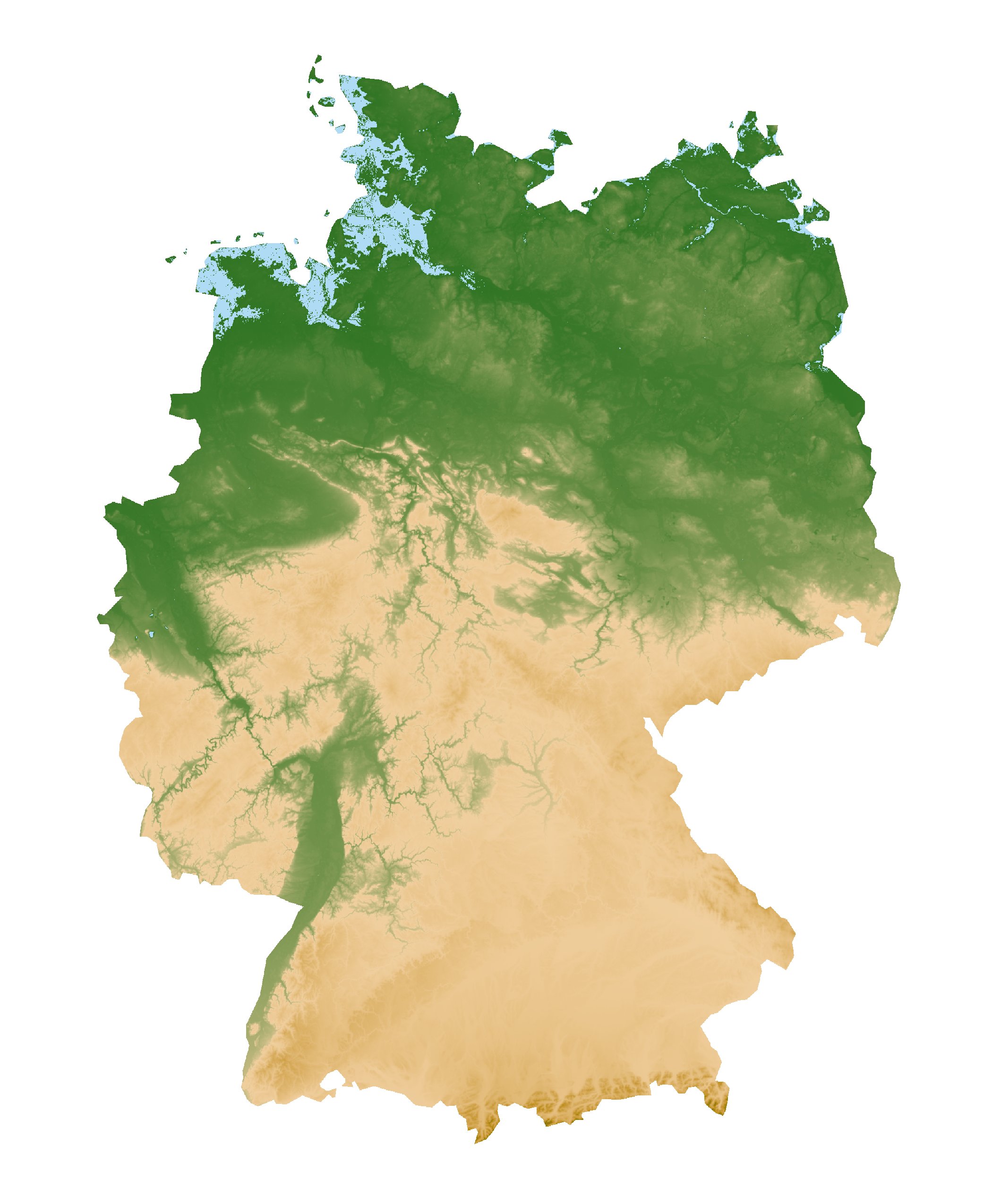 Karte Höhen Topografische HöhenKarte von Deutschland r/de