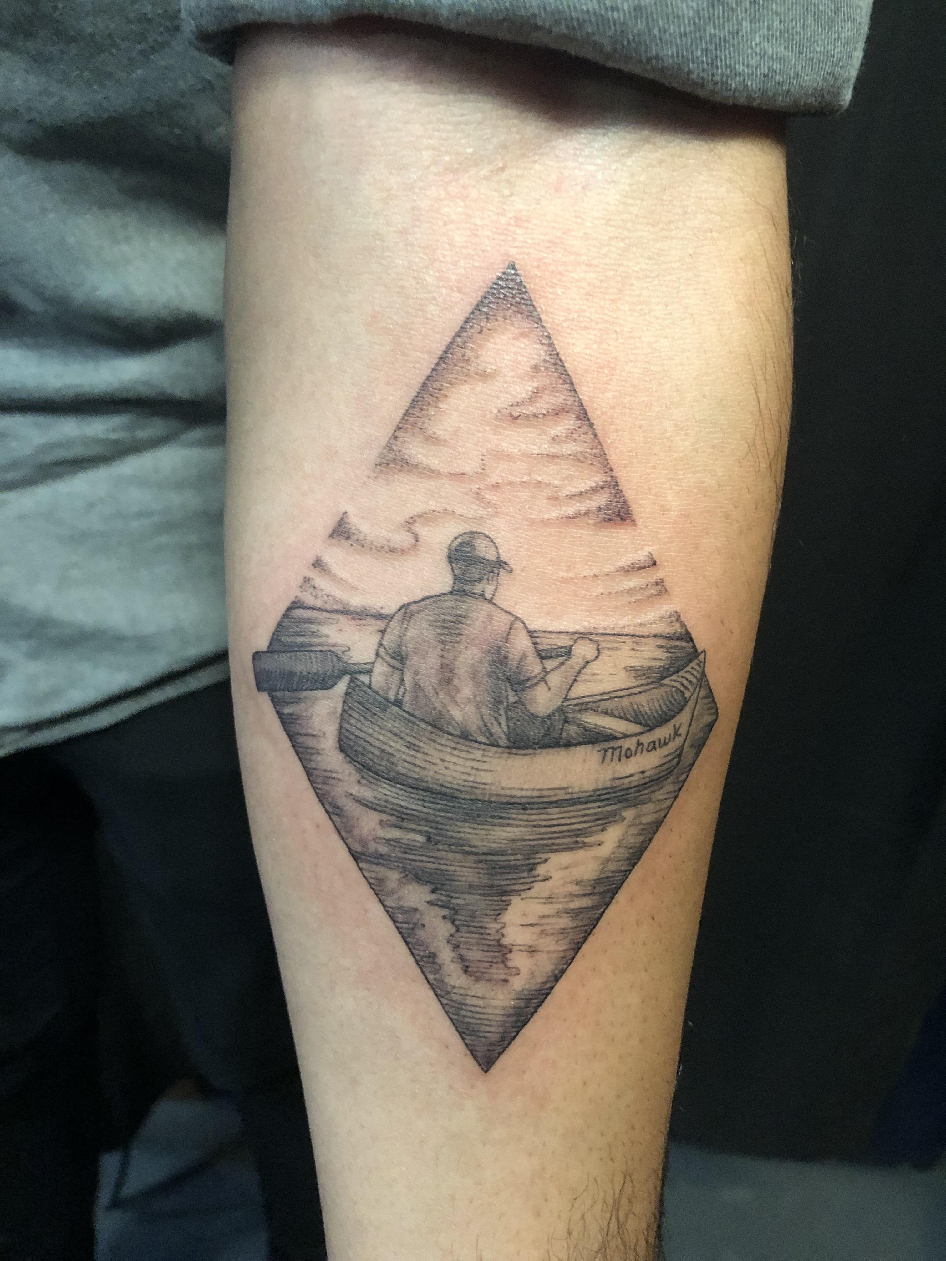 Canoeing towards the horizon... my first tattoo by Maggie Cho at