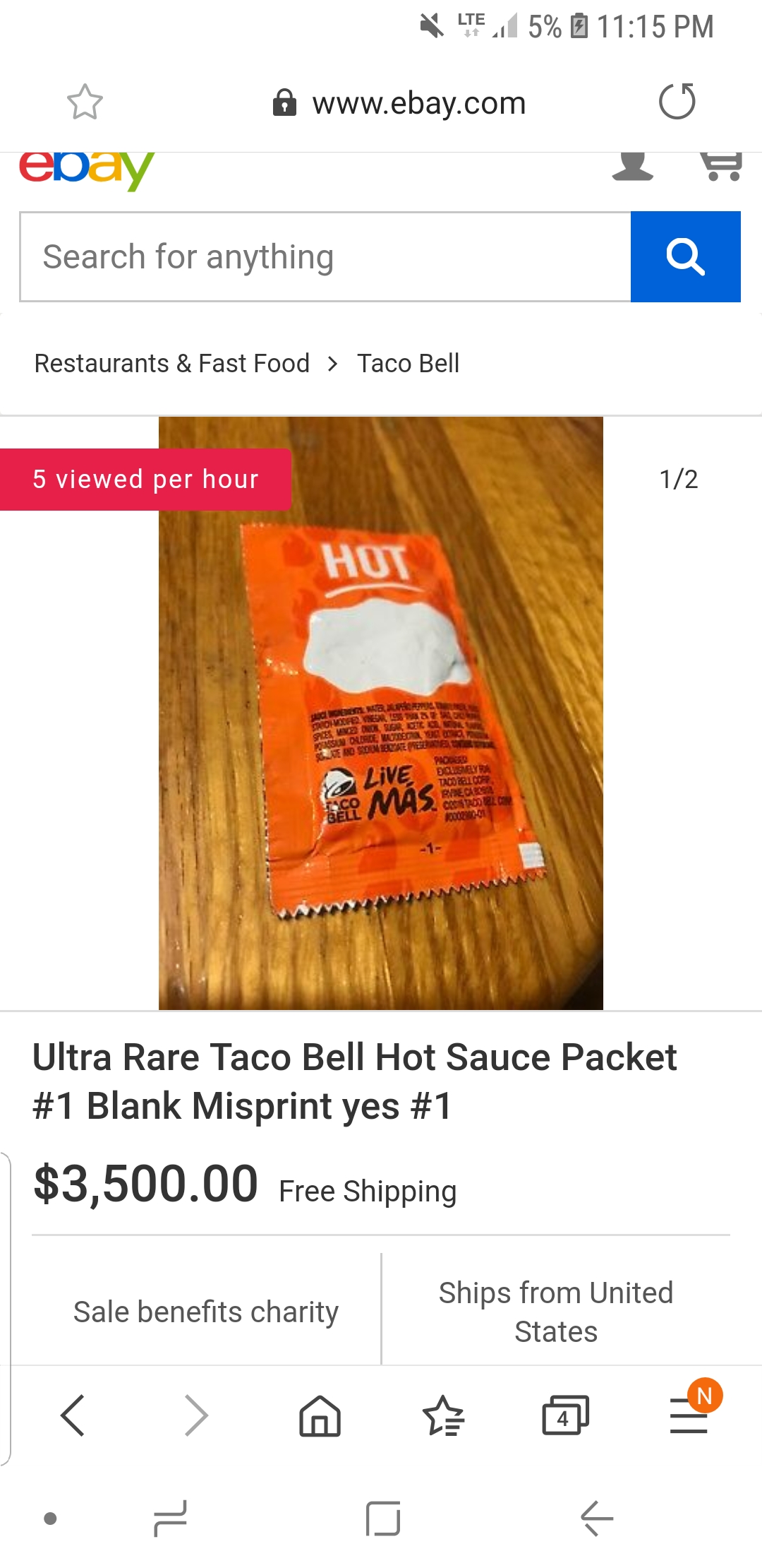 Rare Taco Bell Sauce Packet r/delusionalcraigslist