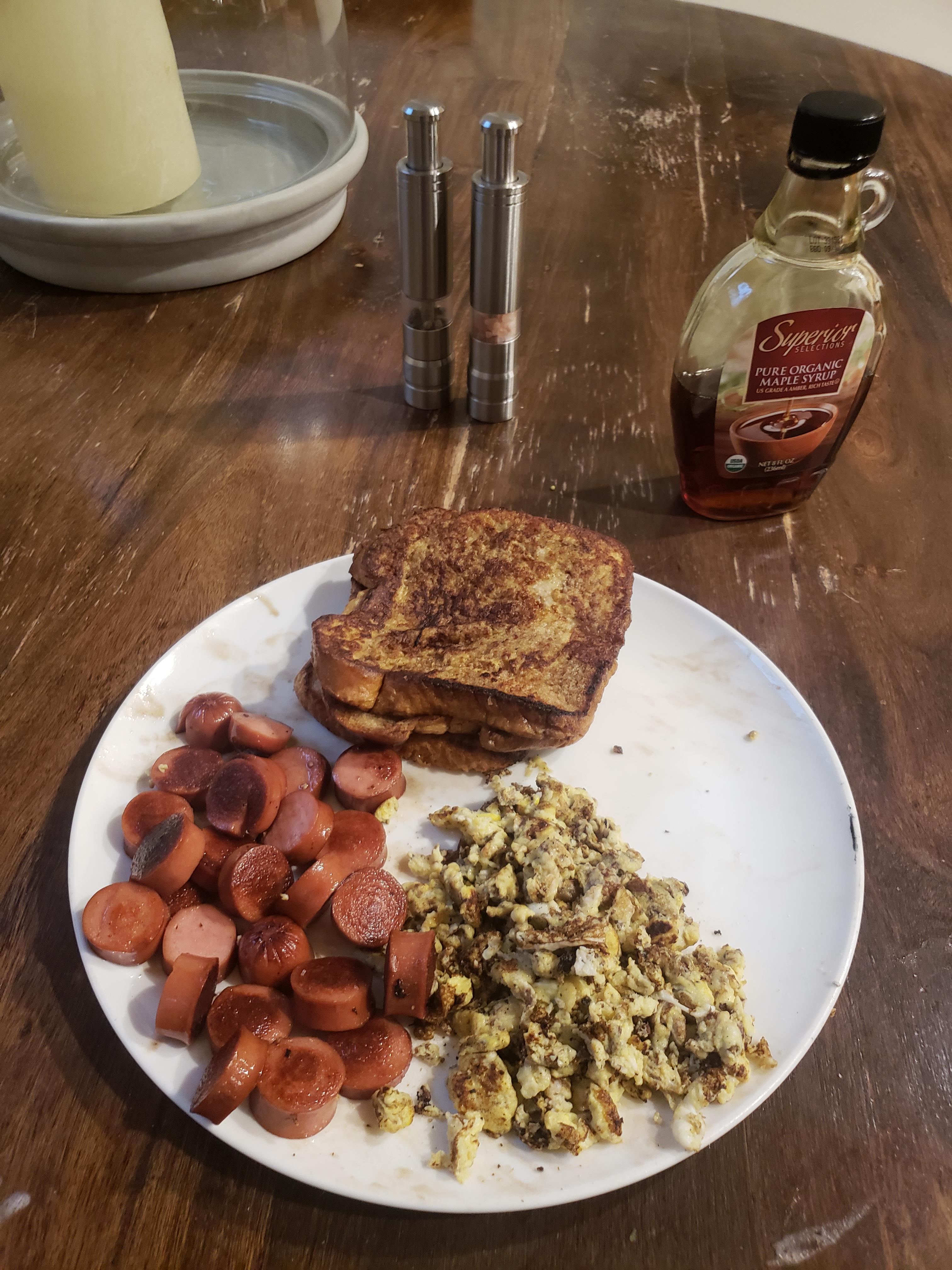 [Homemade] French toast, sausage, and eggs r/food