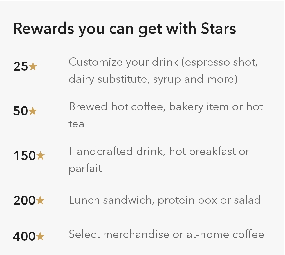 Starbucks Reward Program 400 StarsMost cool merchandise is over 20 and ineligible to purchase