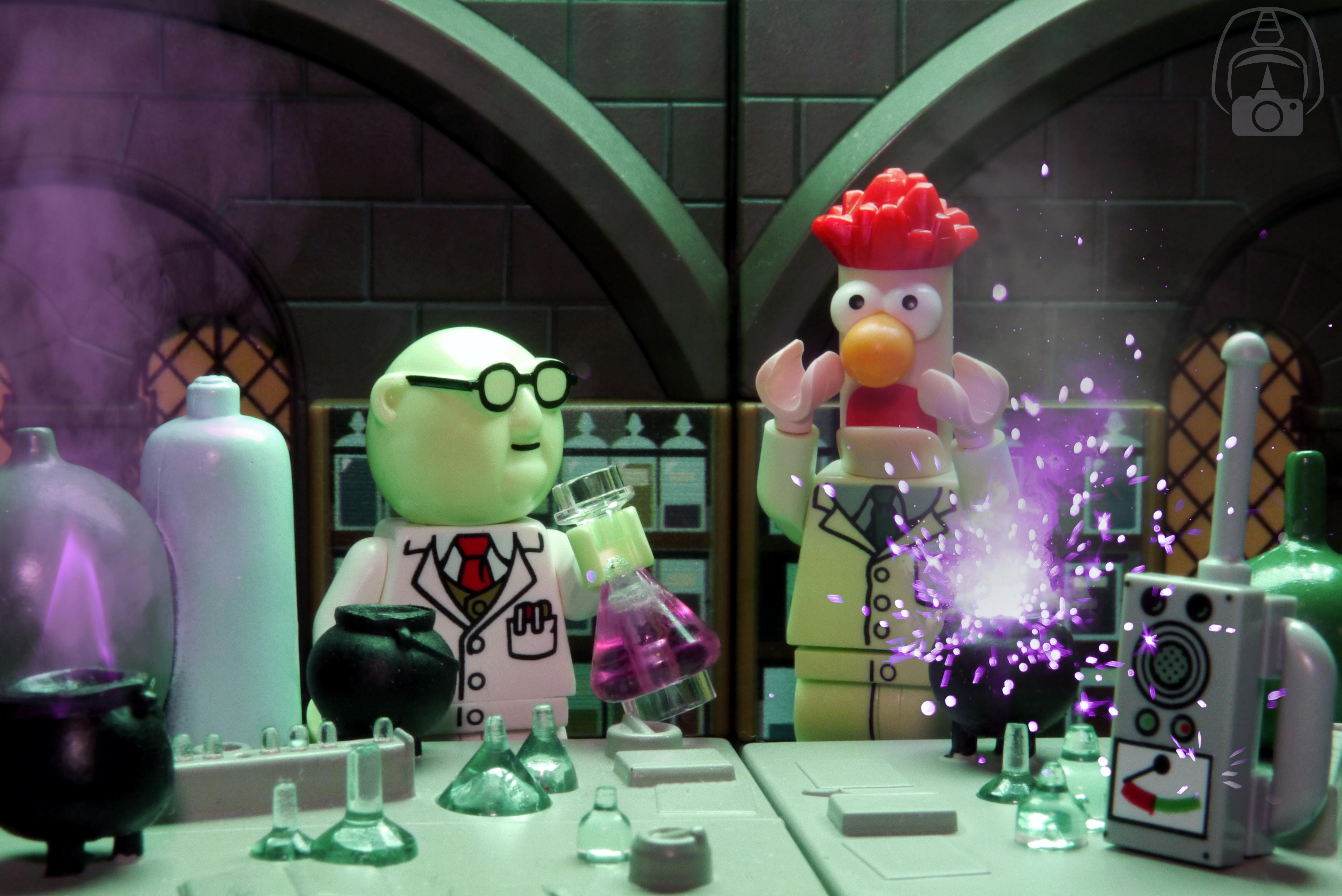 Dr. Bunsen Honeydew and Beaker in the lab. Love these new Muppet Lego