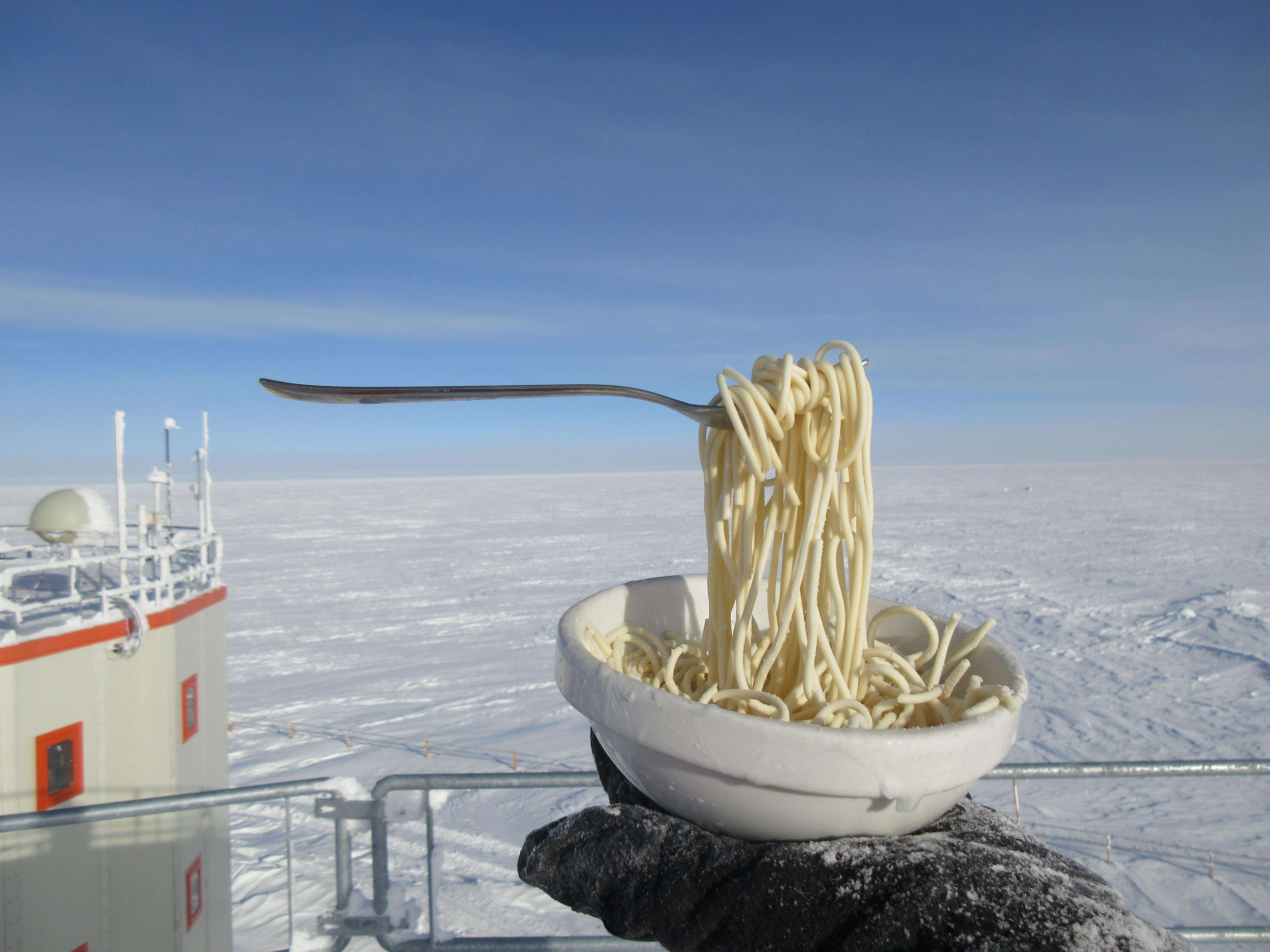 Pic of noodles at 60°C Concordia research station, Antarctica r/pics