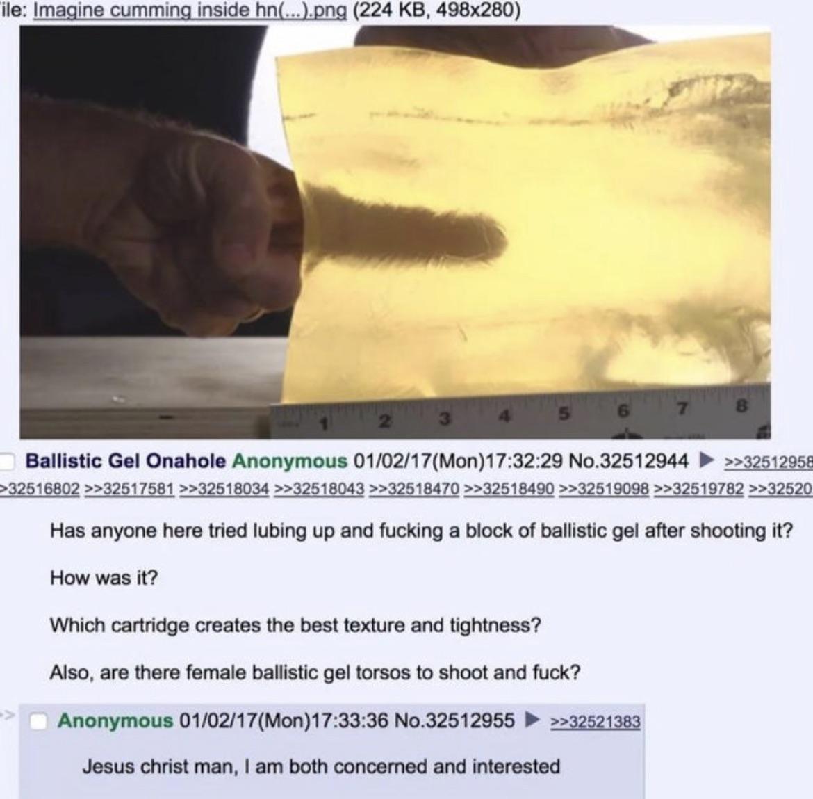 Anon is curious about ballistic gel r/greentext