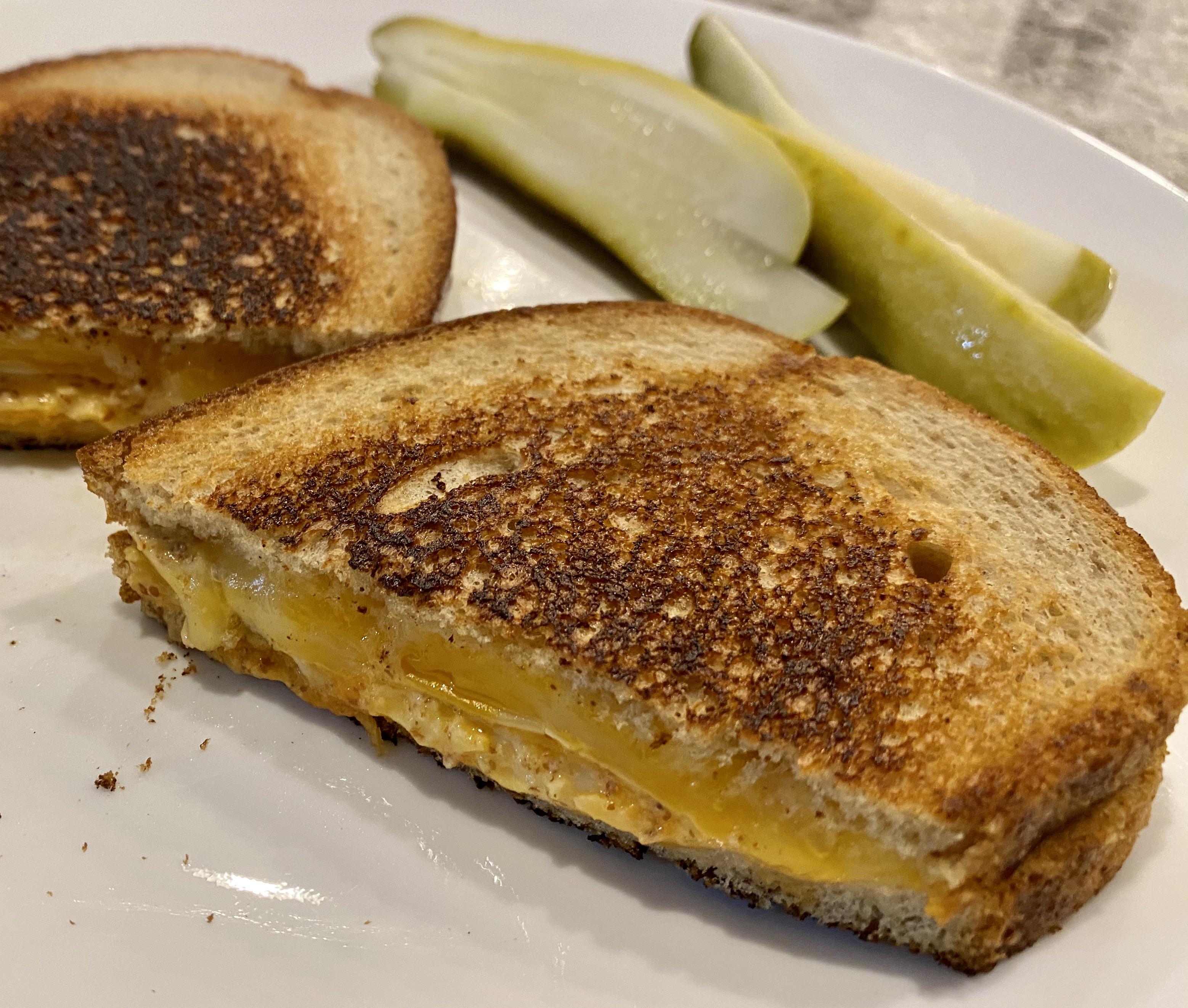 Grilled Cheese sandwich (with Colby Jack cheese, spicy mustard, and Dos