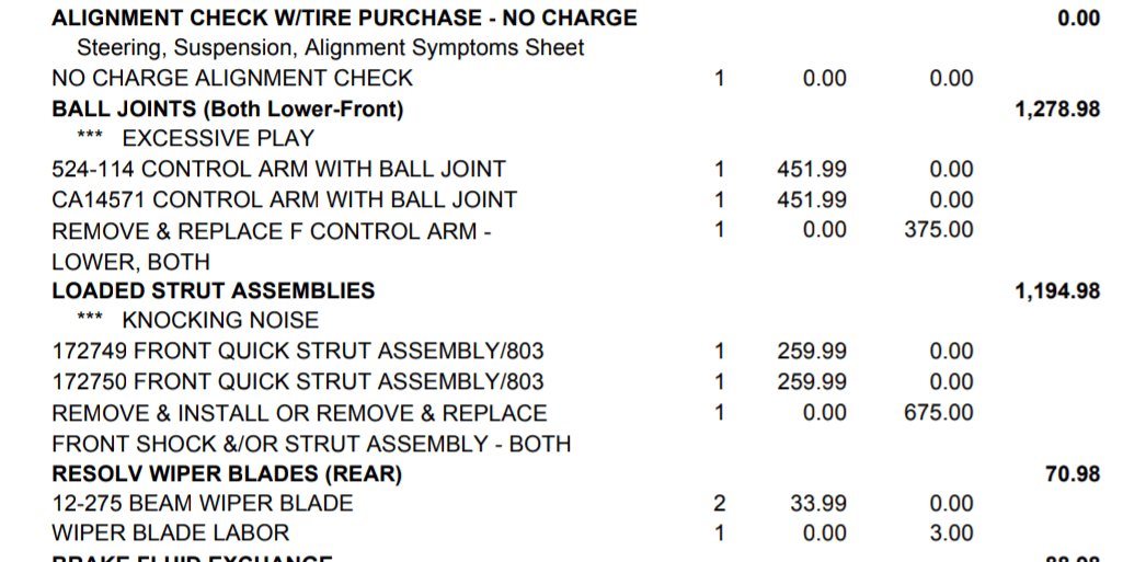Cost of ball joint and strut replacement : r/AskAMechanic