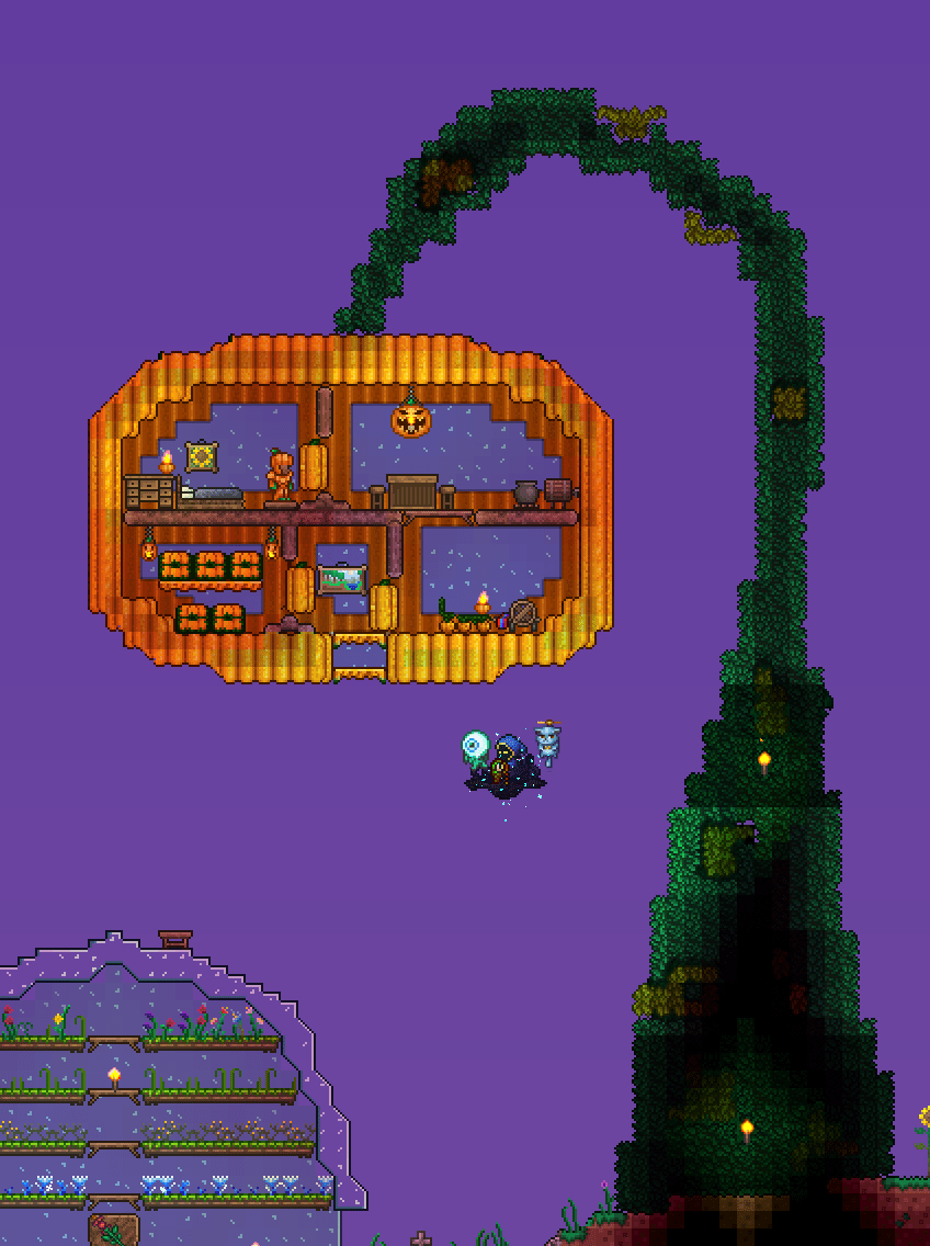 The pumpkin house I made on 3DS now on PC. Also added a stem and a mannequin with pumpkin armor