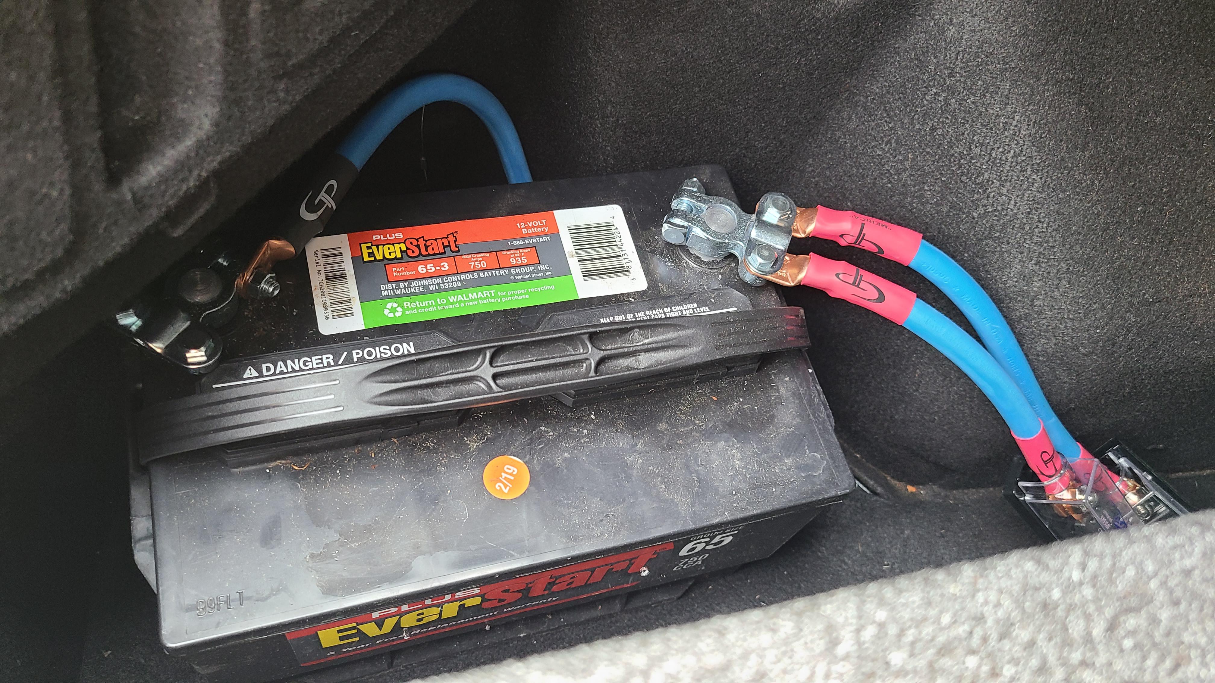 Finally installed a secondary battery in my trunk! 1/0 wiring on