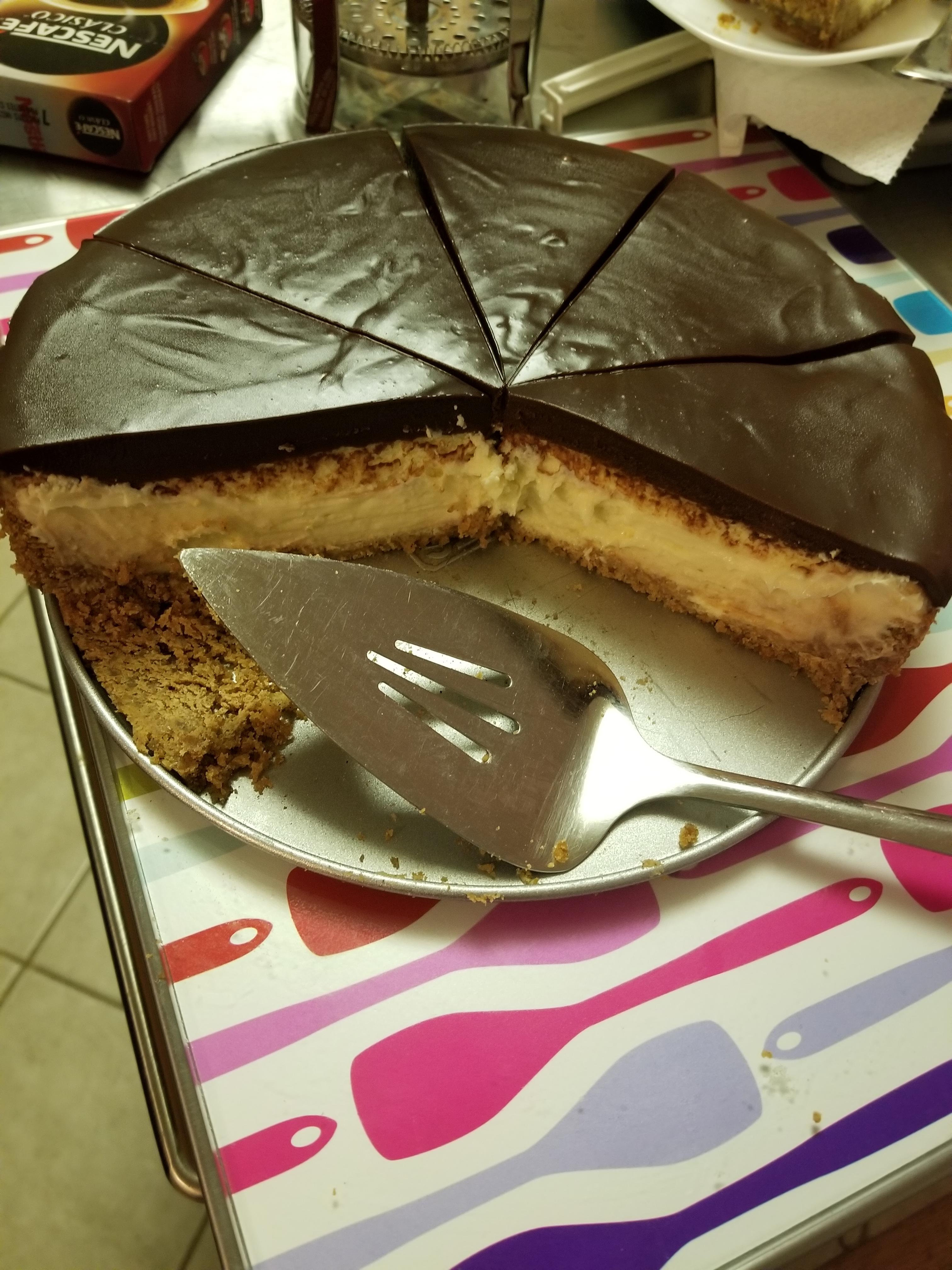 [Homemade] Cheesecake with Chocolate Ganache r/food