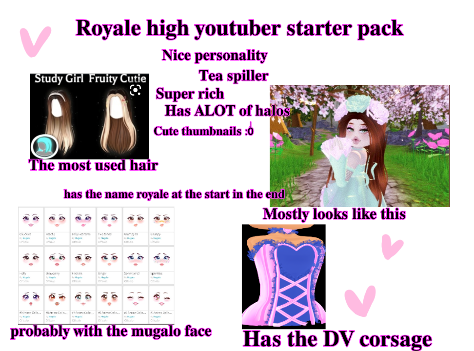Royale high youtuber starter pack !! Note i'm not making fun of the