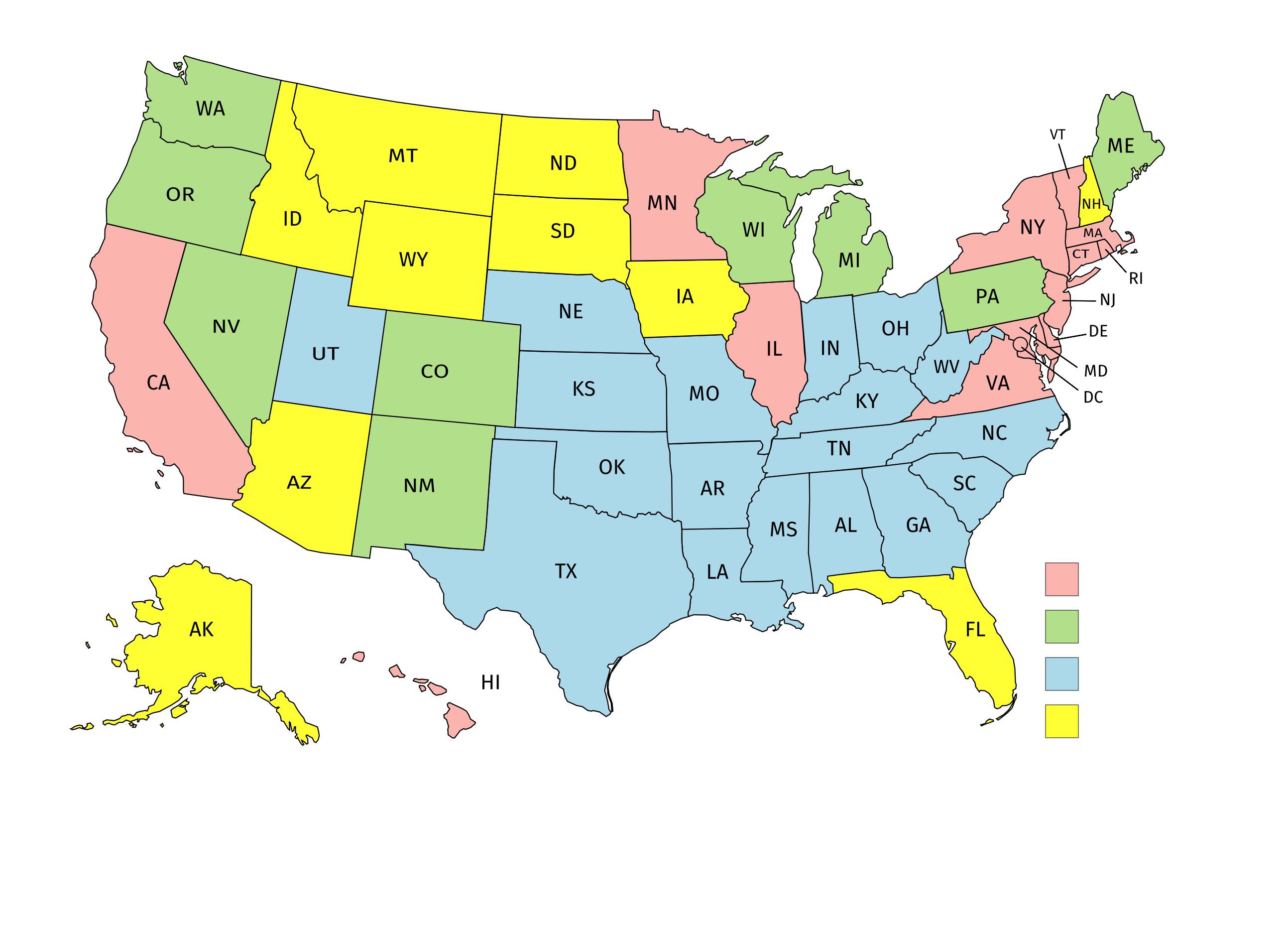 United States Map With Compass