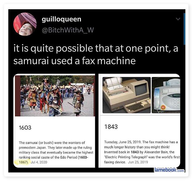 A samurai faxing.... r/BarbaraWalters4Scale