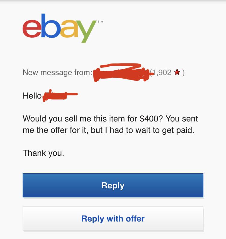 This tactic for a discount is a new one for me. This is the first time