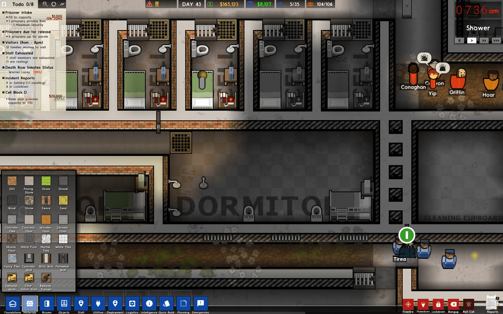 Prisoners not occupying Dormitory. Tried making larger and removing