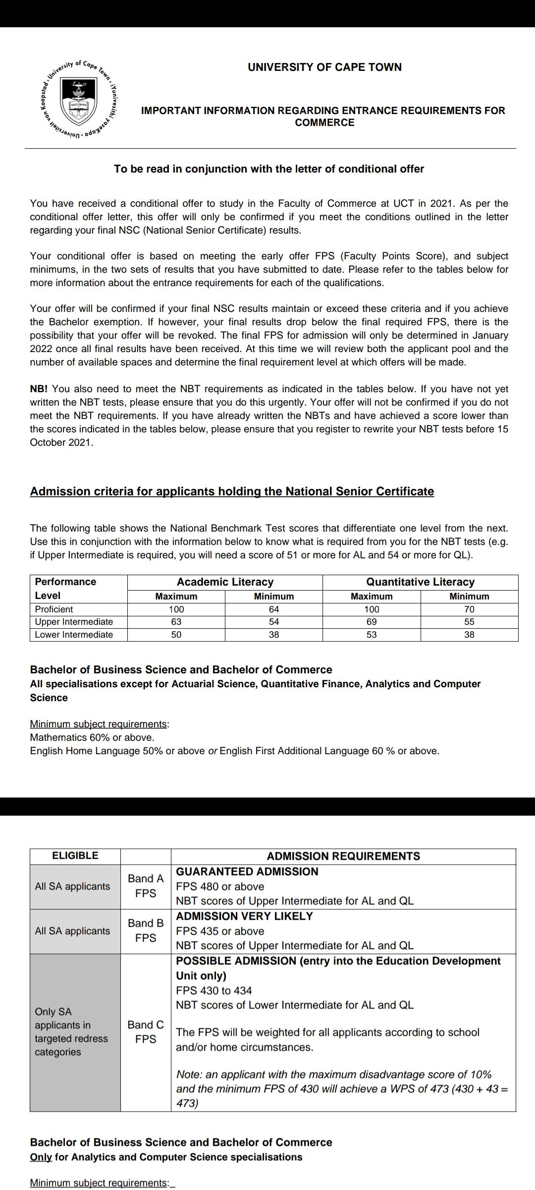 BOOM UCT Do I need to write both AQL and MAT NBT as this email just