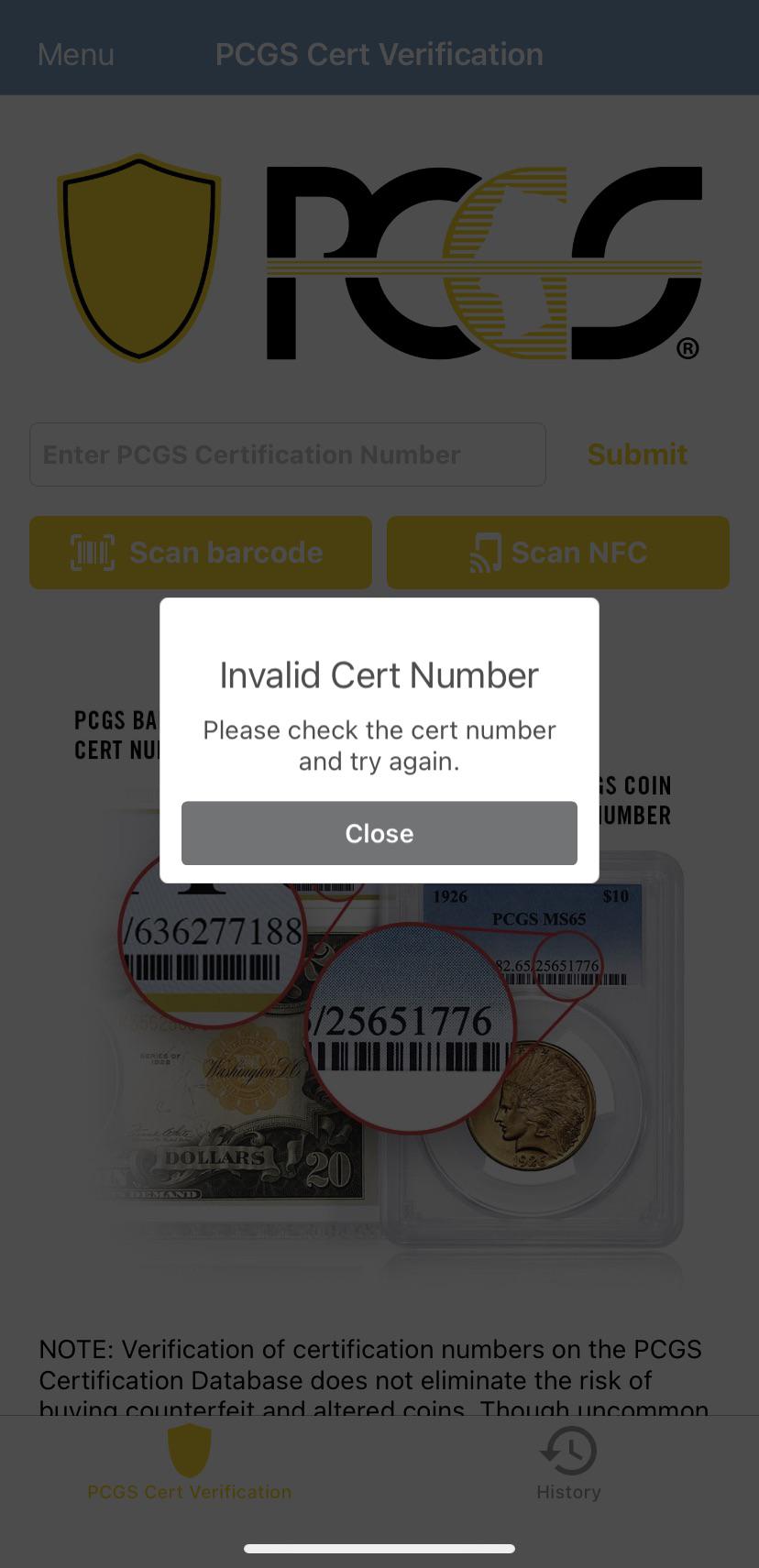 What does this error mean? It comes up when I touch my phone to the