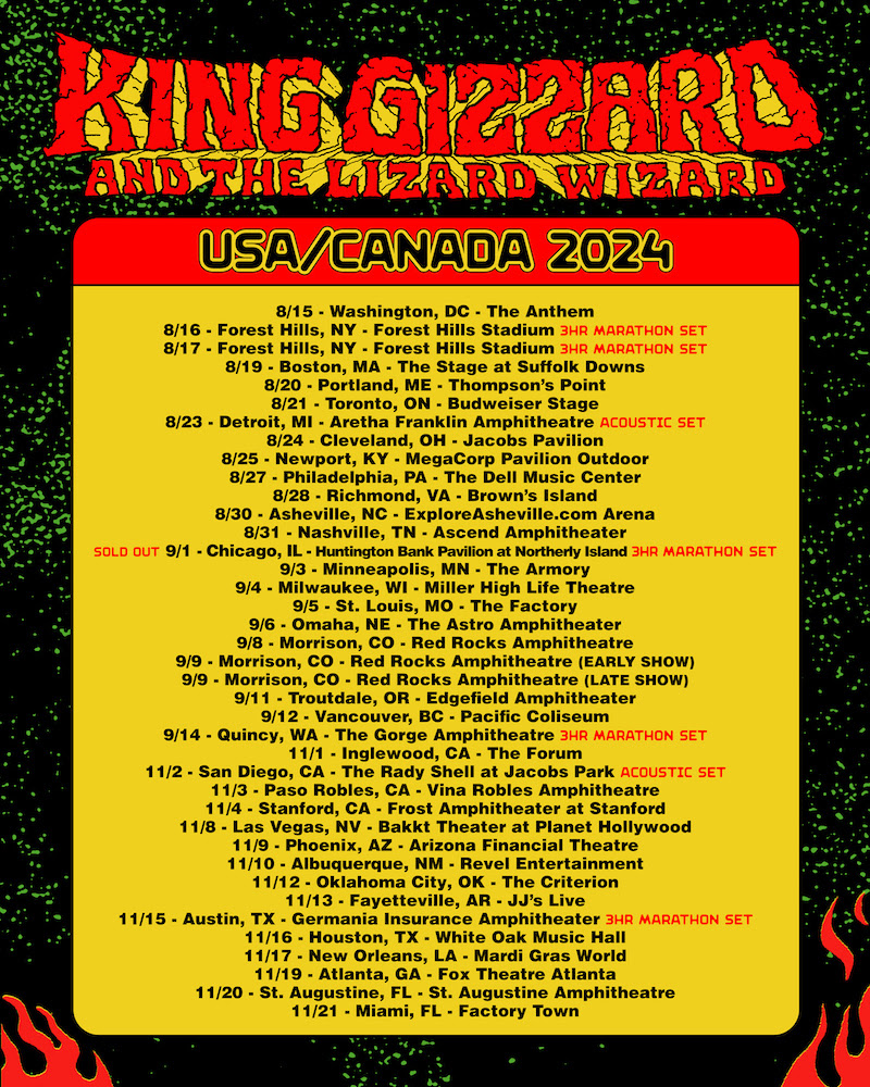 King Gizzard & The Lizard Wizard Announces 2024 North American Tour r